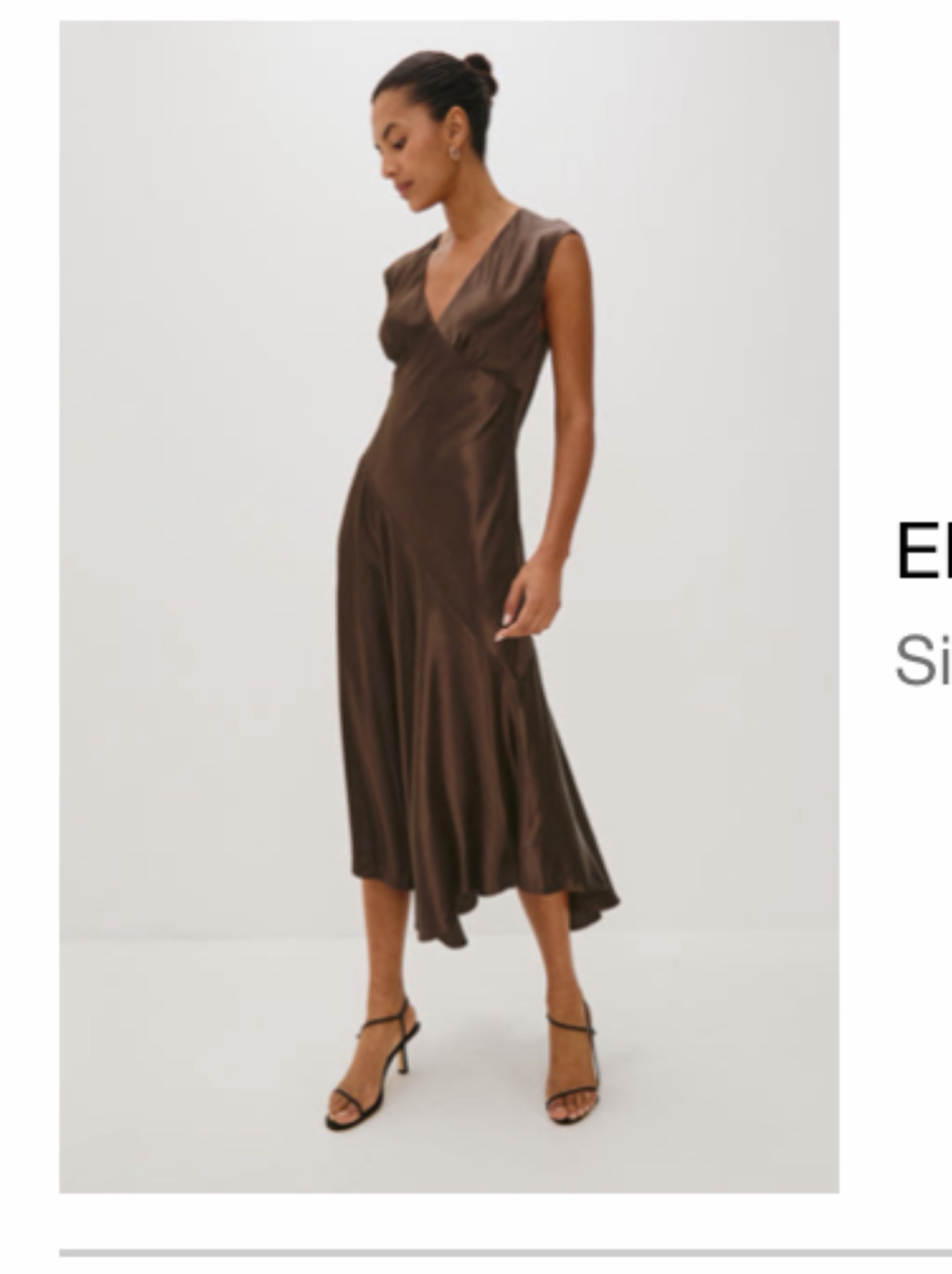 rails brown silk dress Rails Eleni Chocolate Brown Asymmetrical Satin Midi Dress by Rails