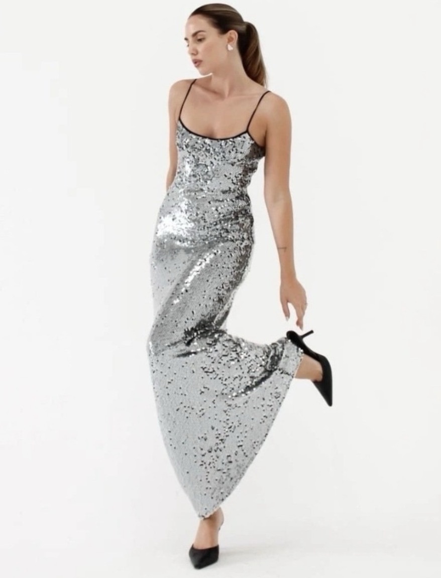 disco sequin midi dress Bebe Women's Disco Dot Maxi Tank Bodycon Dress