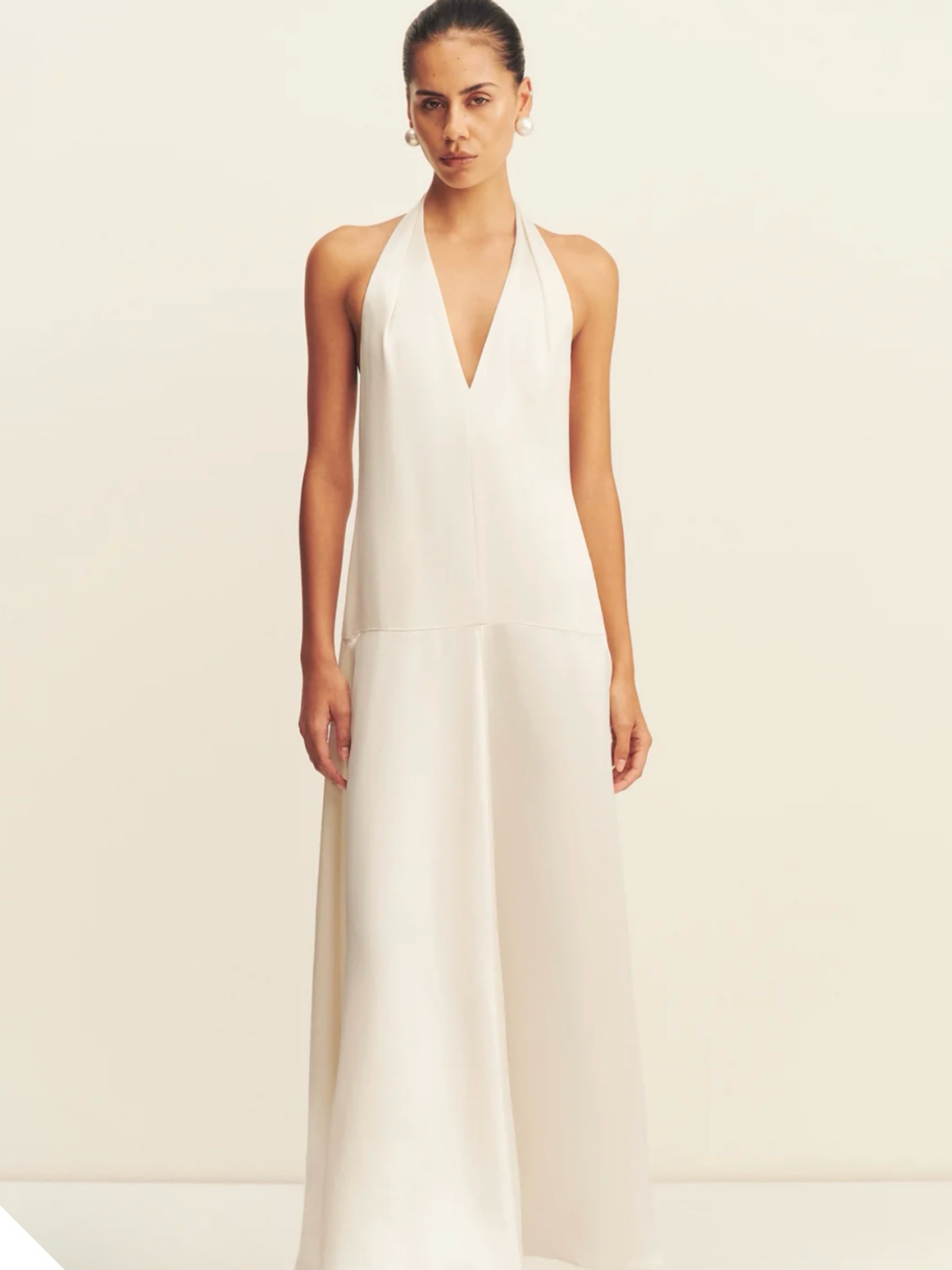 Savanna Halter Open Back Maxi Dress - Pearl by Shona Joy - Pickle