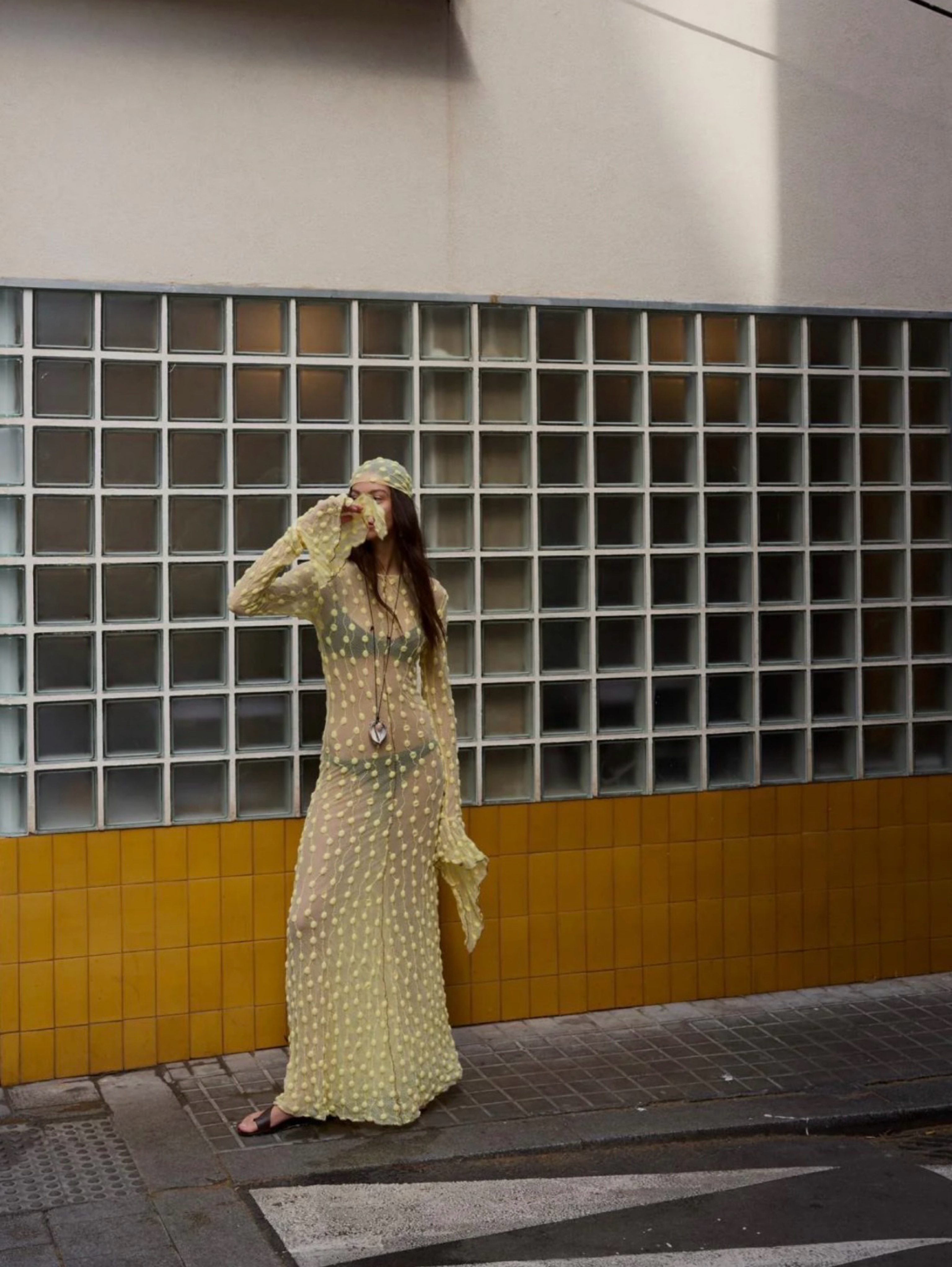 Yellow Debbie Lace Dress & Head Scarf