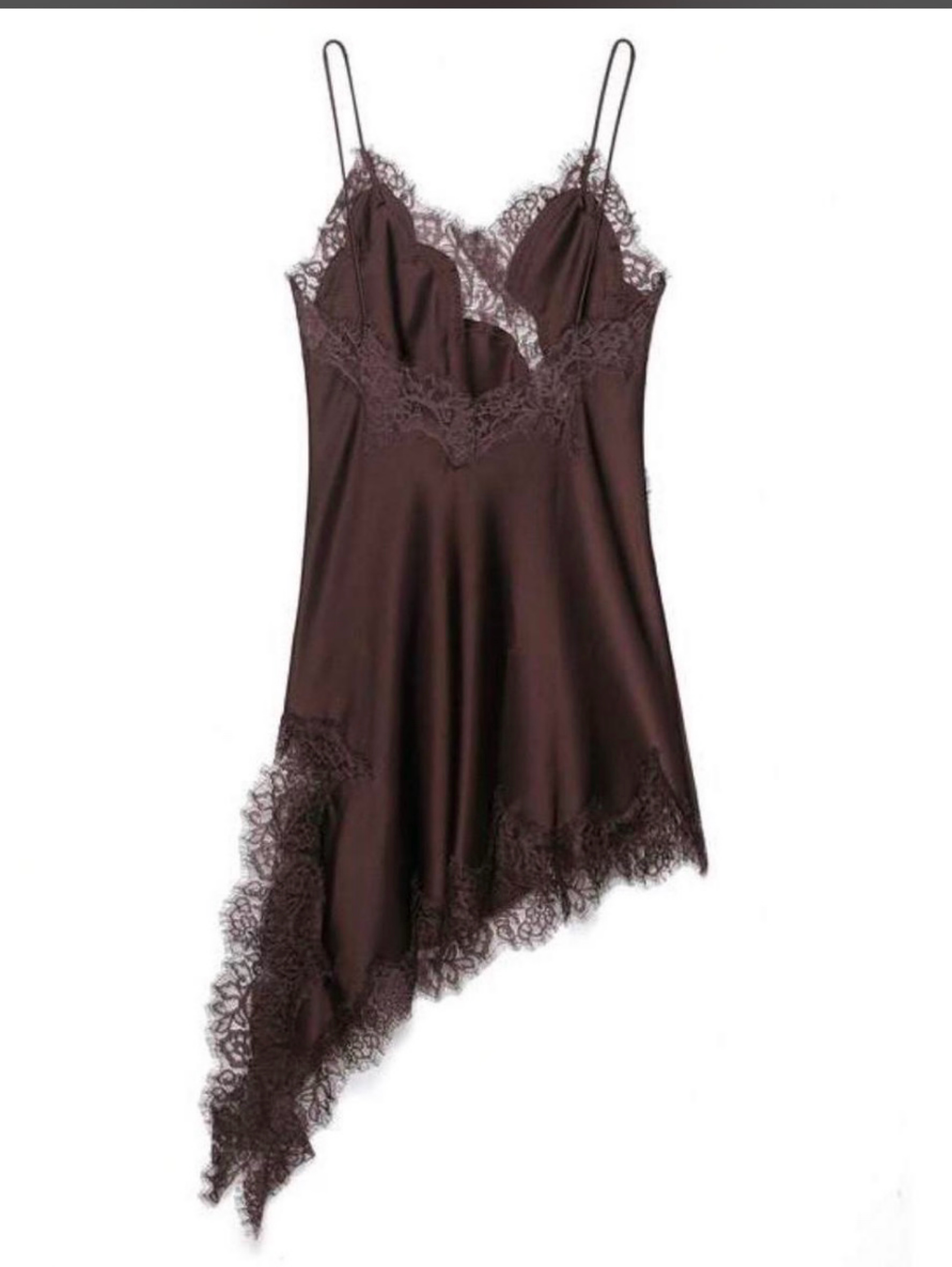 zara asymmetric lace dress Zara Satin + Lace Asymmetrical Dress by Zara