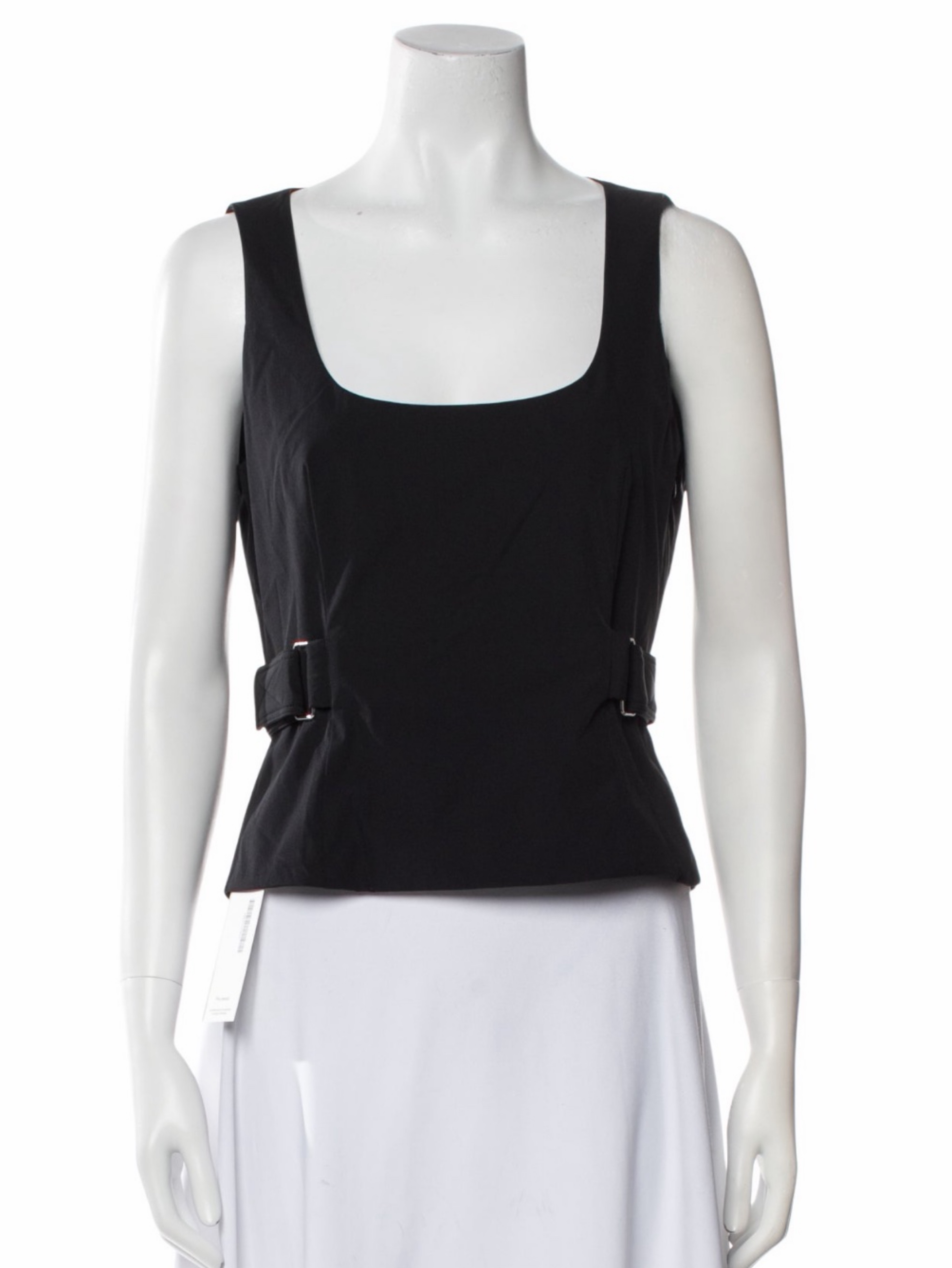 Miaou Black Tank Nylon Square Neck with Velcro Side Cinching