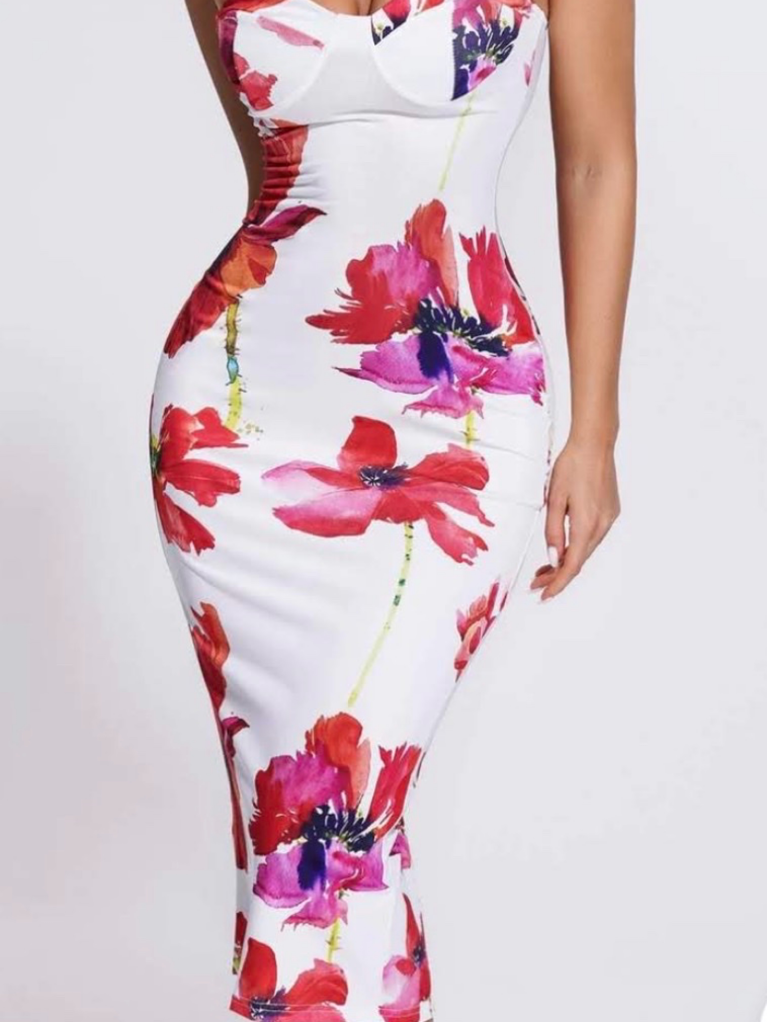 strapless floral dress knee length Strapless Floral Tea Length Dress with Jacket Ohmollydress