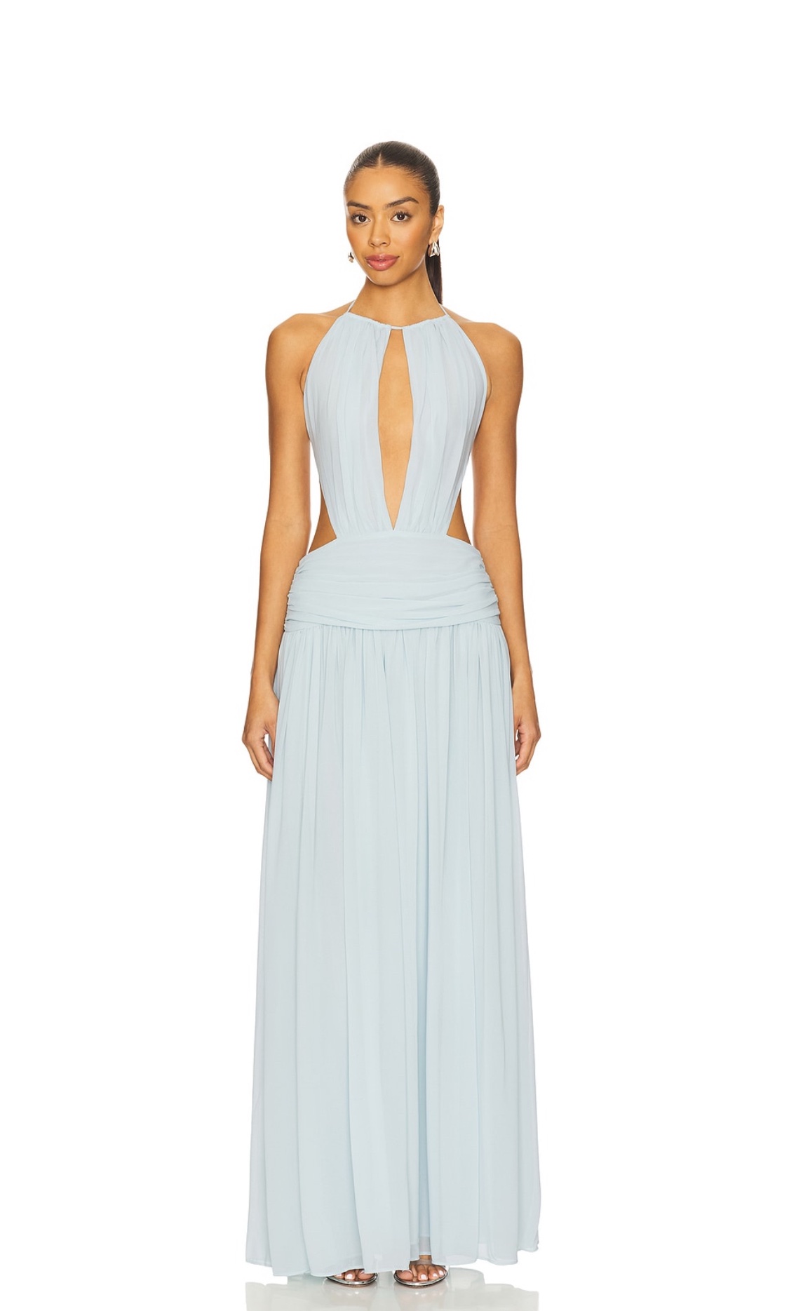 short beige bridesmaid dresses Lavetir Halter Champagne Online 2026 A-Line with Ruffles Jovani JB06913 Off White Size:UK 14 (In-Rental) dev-position-dresses:number:22 (Please note