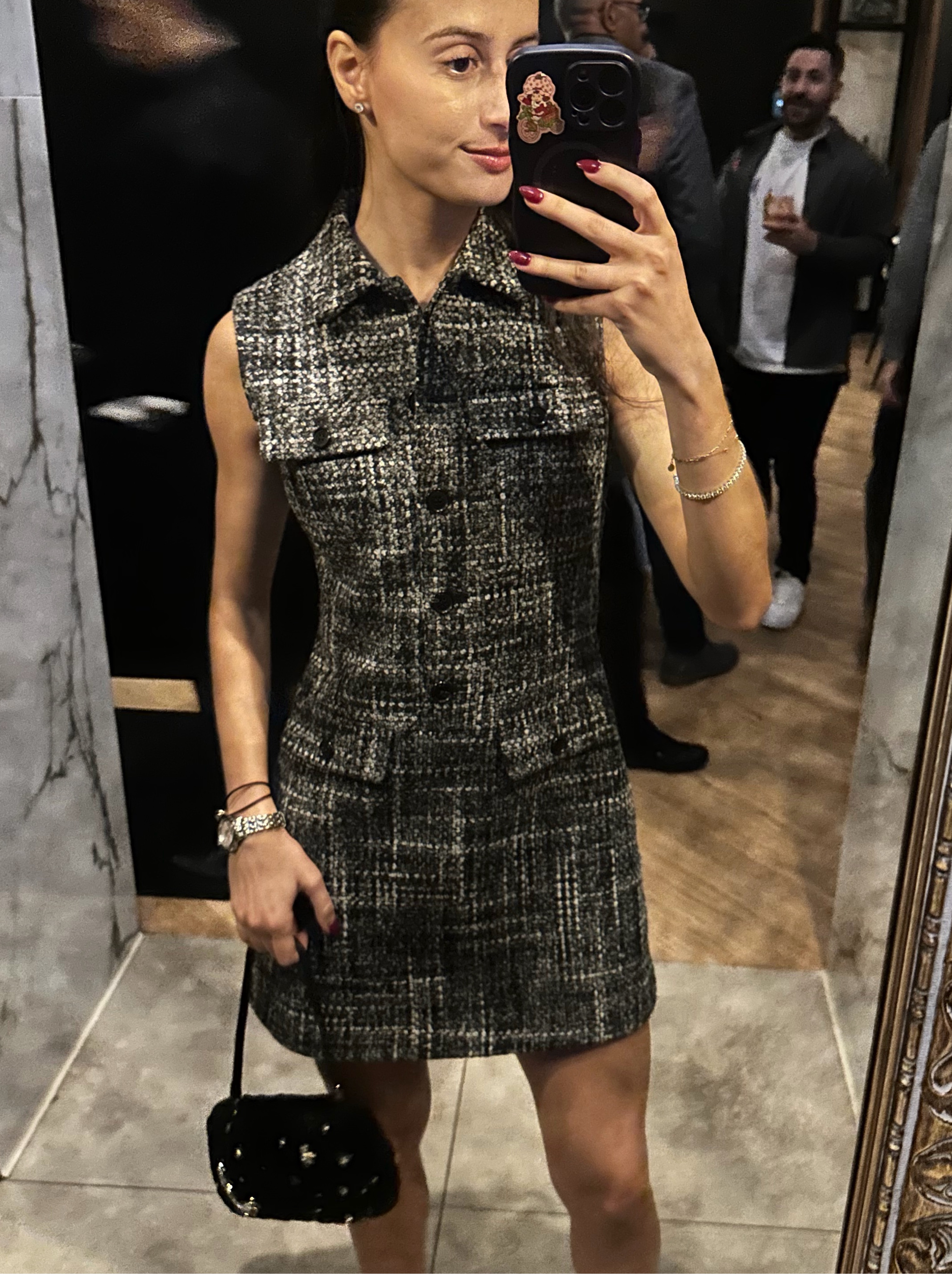 Theory Grey Tweed Sleeveless Collared Mini Dress by Theory | Pickle