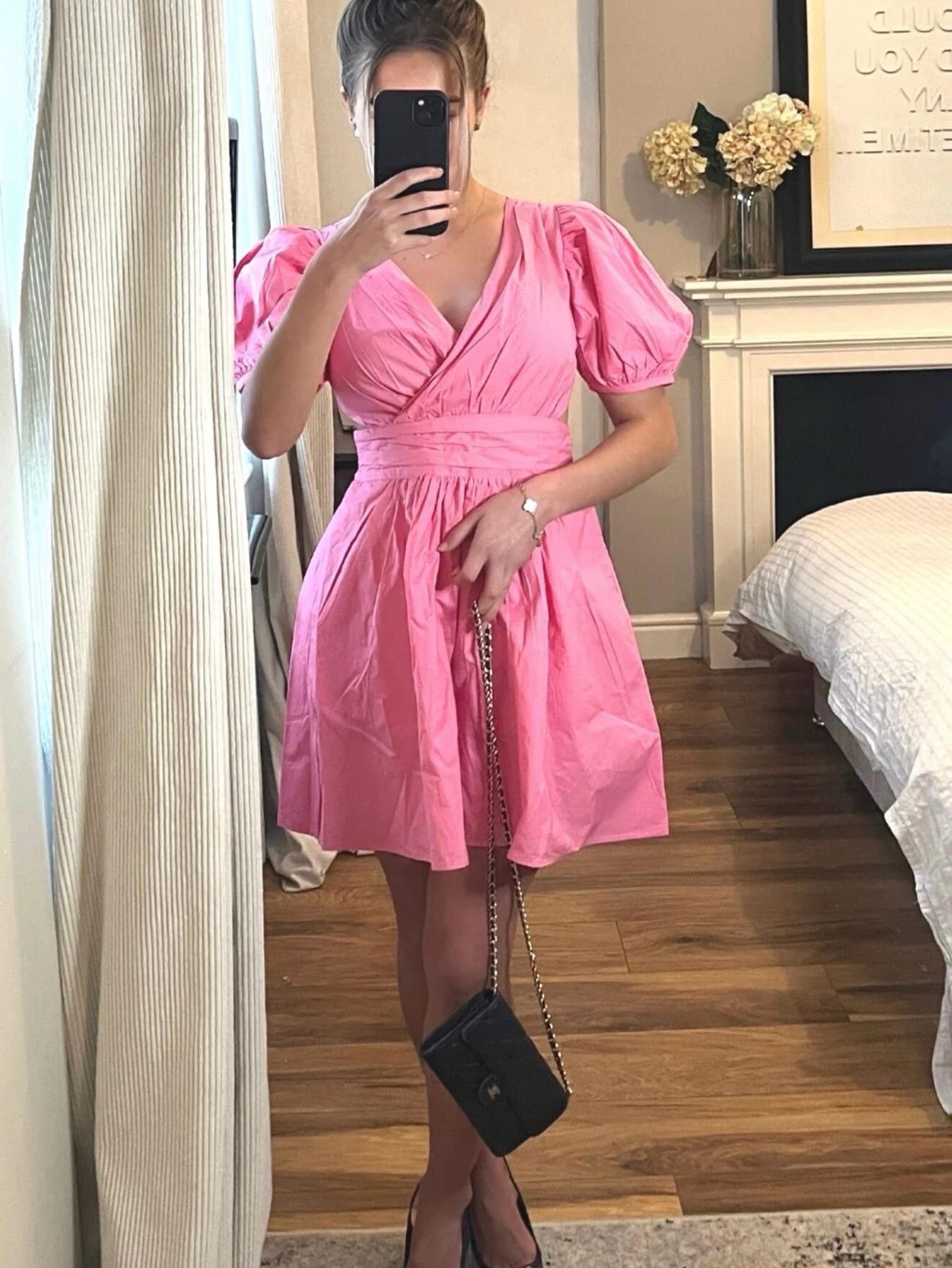 french connection pink mini dress French Connection Women's Azra Twill Slit Mini Dress, Pink, 4
