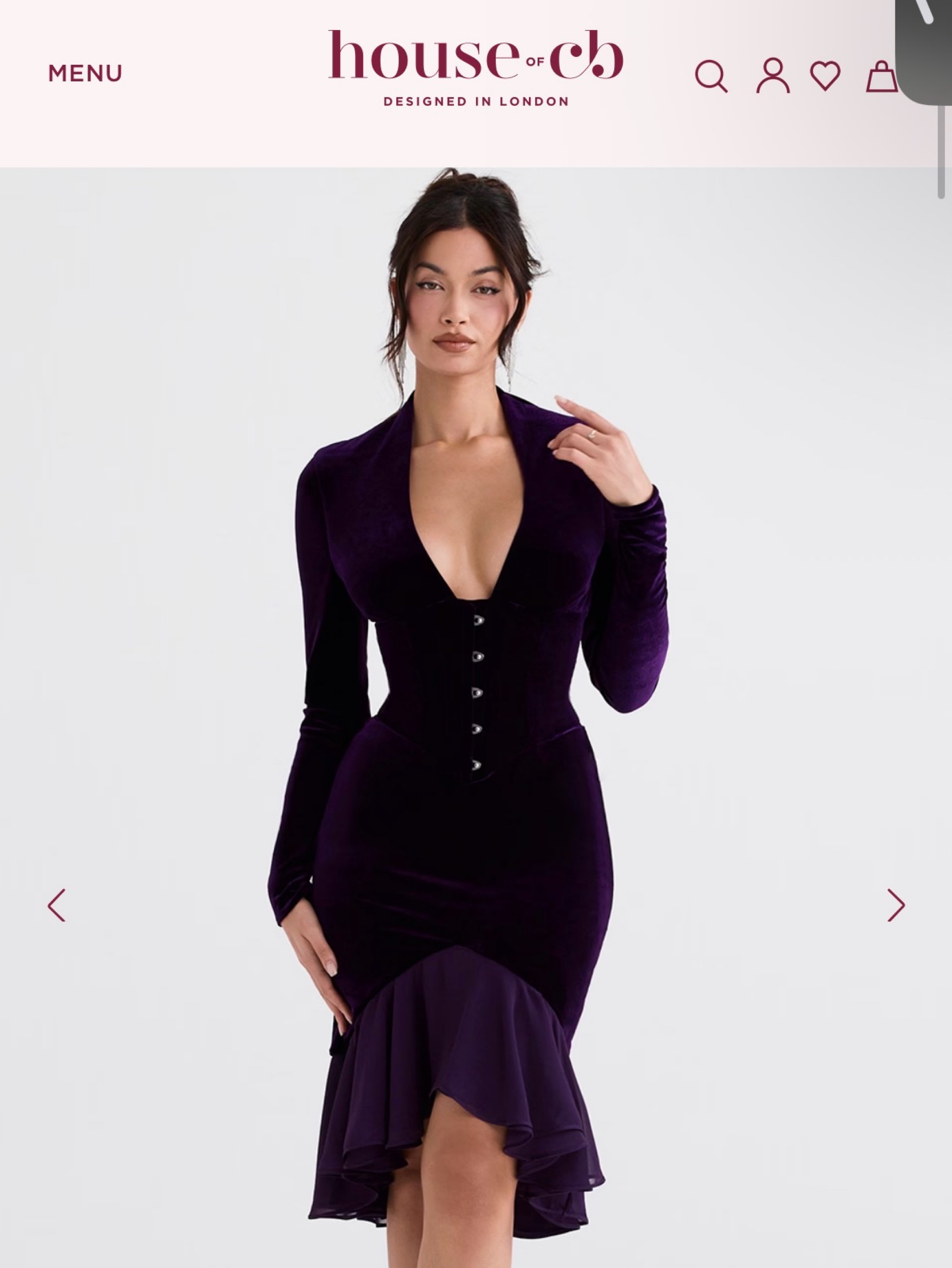House of cb dahna purple velvet dress xs brand new