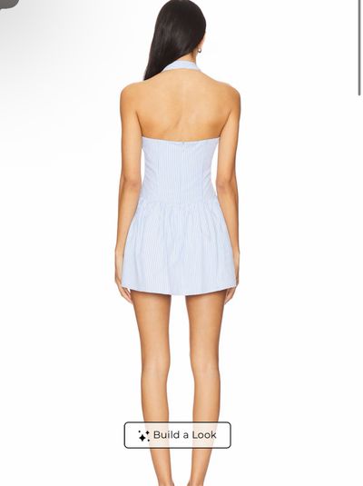 yolani mini dress in pink stripe more to come MORE TO COME Yolani Mini Dress in Blush