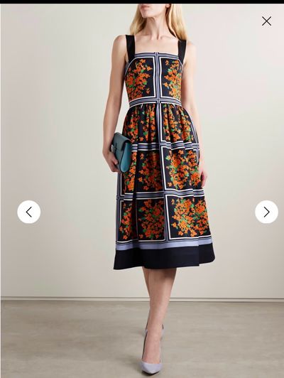 CAROLINA HERRERA S/S 2025 Navy Floral Print Midi Dress by Carolina