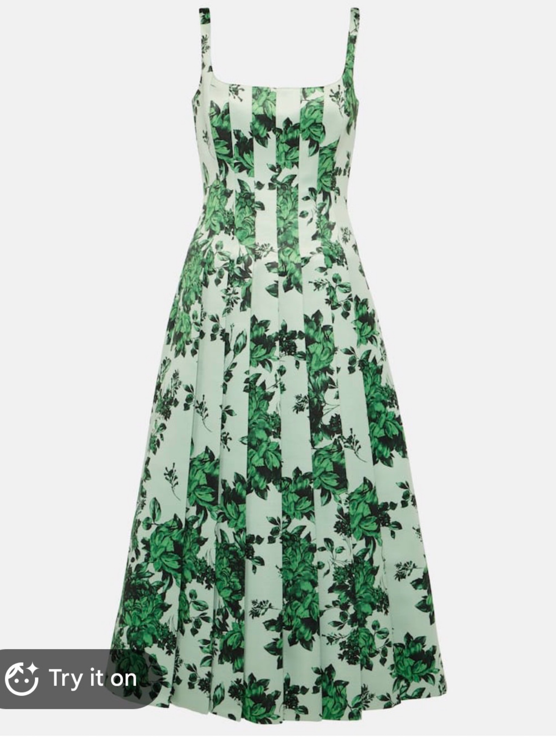 EMILIA WICKSTEAD Green Floral Print Midi Dress by Emilia Wickstead