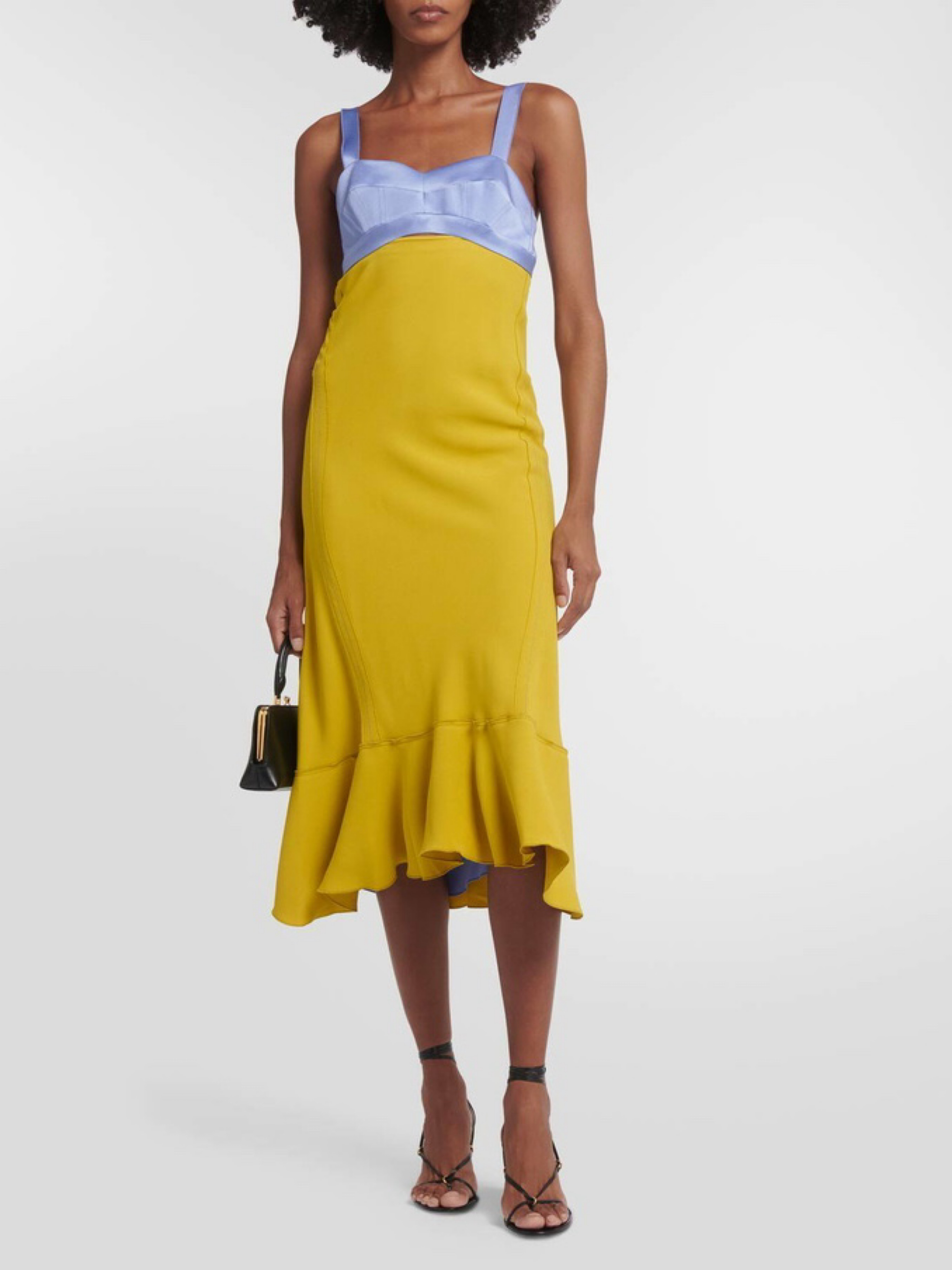 Victoria Beckham Paneled satin and cady midi dress