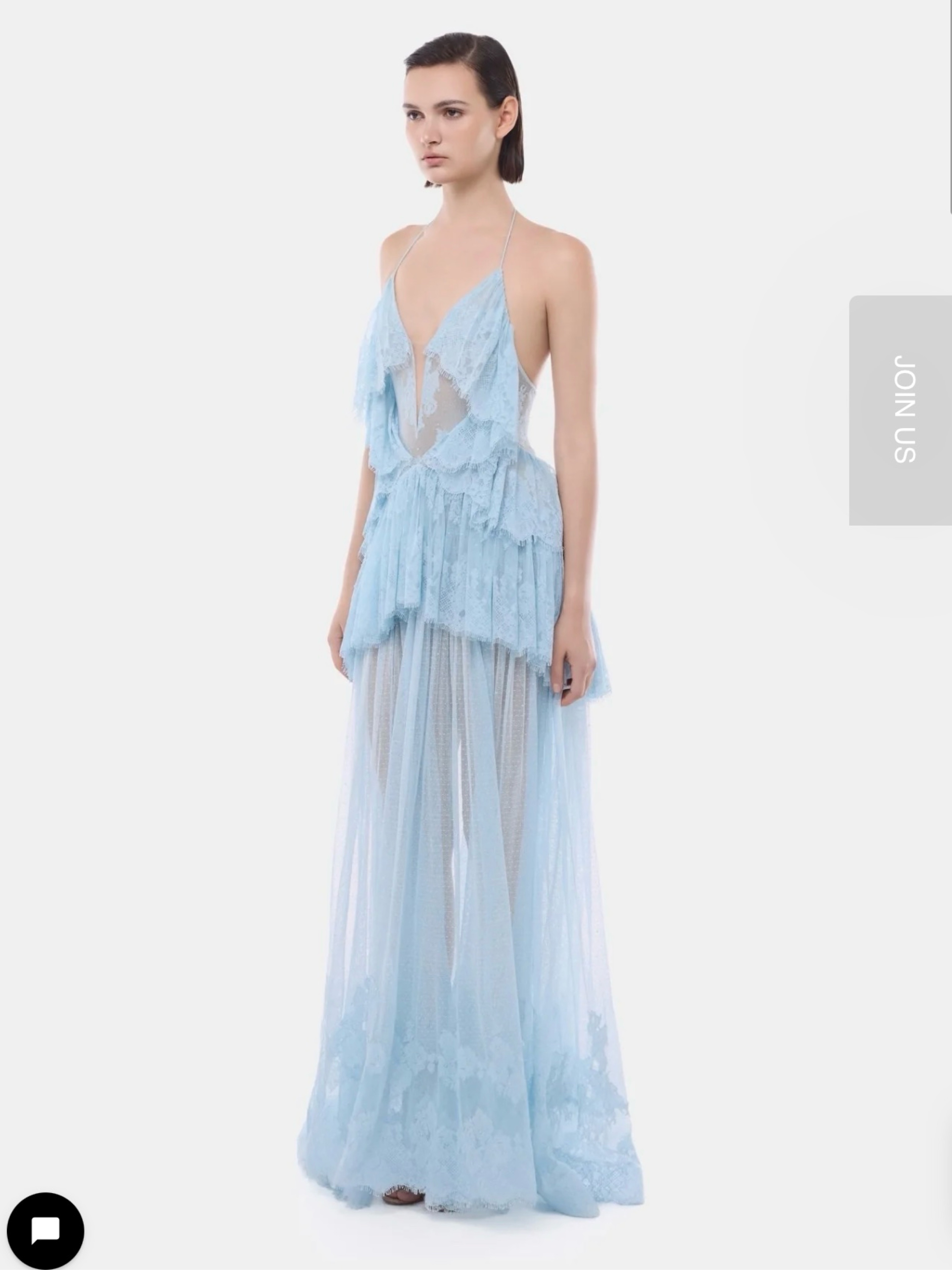 Light Blue Lace Tiered Mesh Maxi Dress