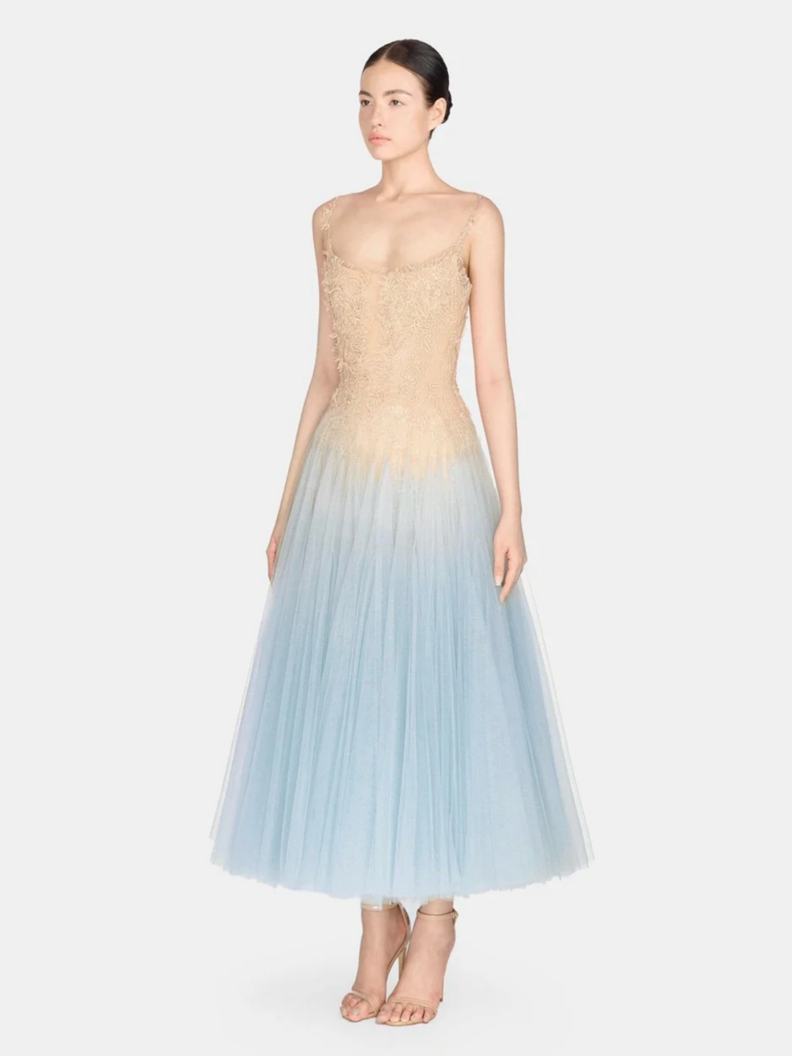 Baby Blue Ombré Lace Midi Dress from Montsand