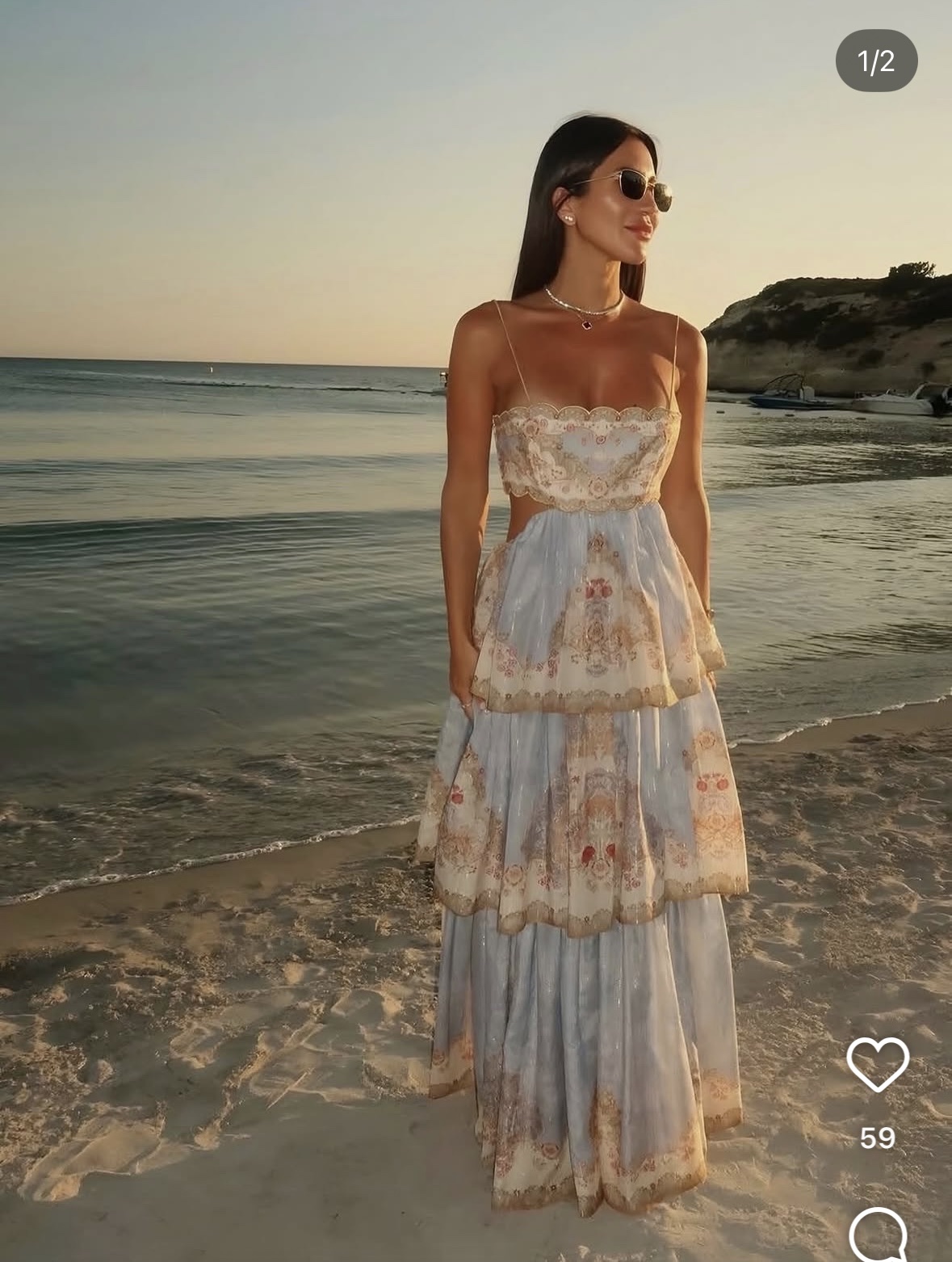 zimmermann beach dress Zimmermann Ascension Plunge Halter Maxi Dress in Blue & Cream Indienne Floral