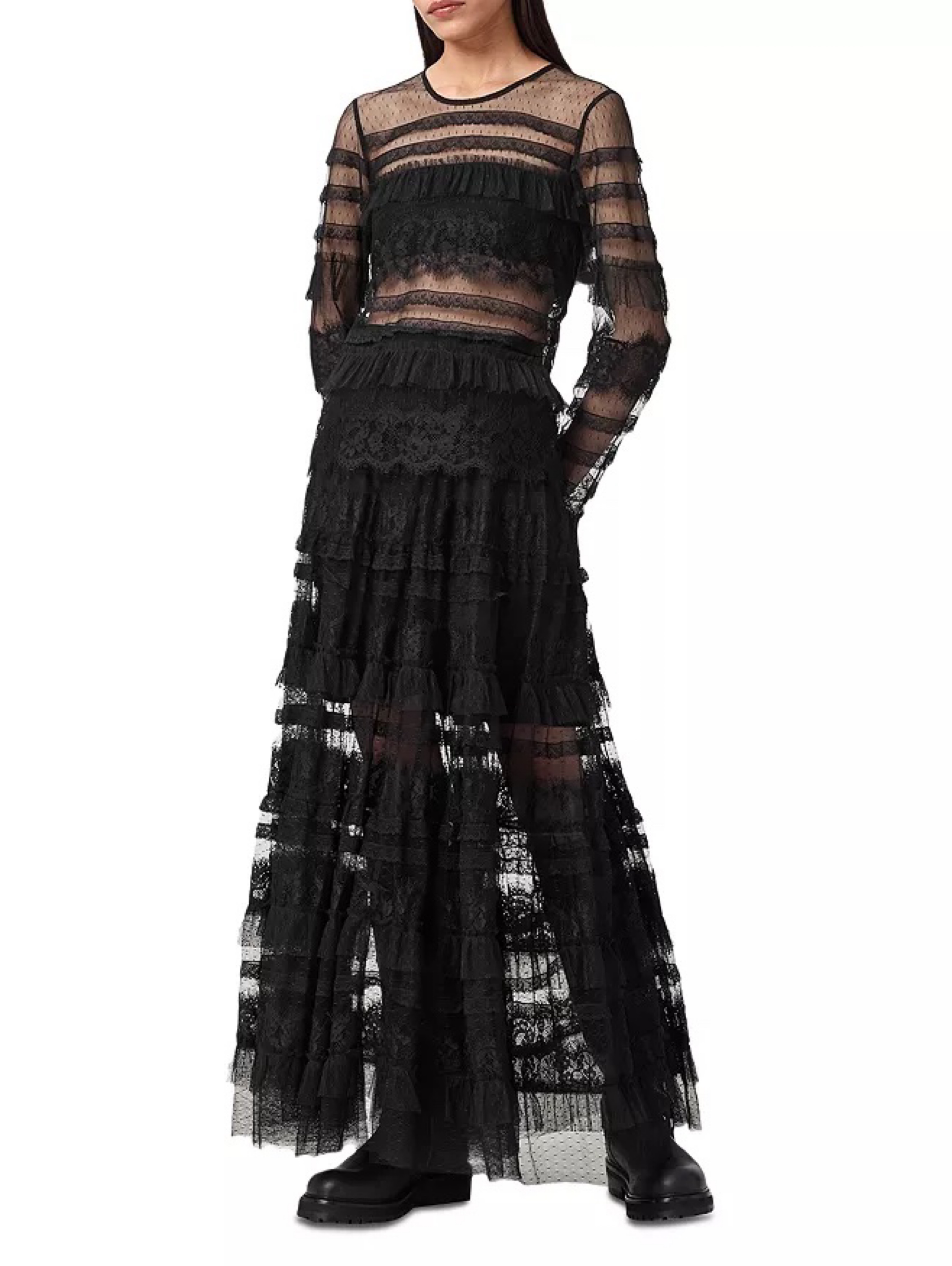 AllSaints Arlea Tulle Lace Top