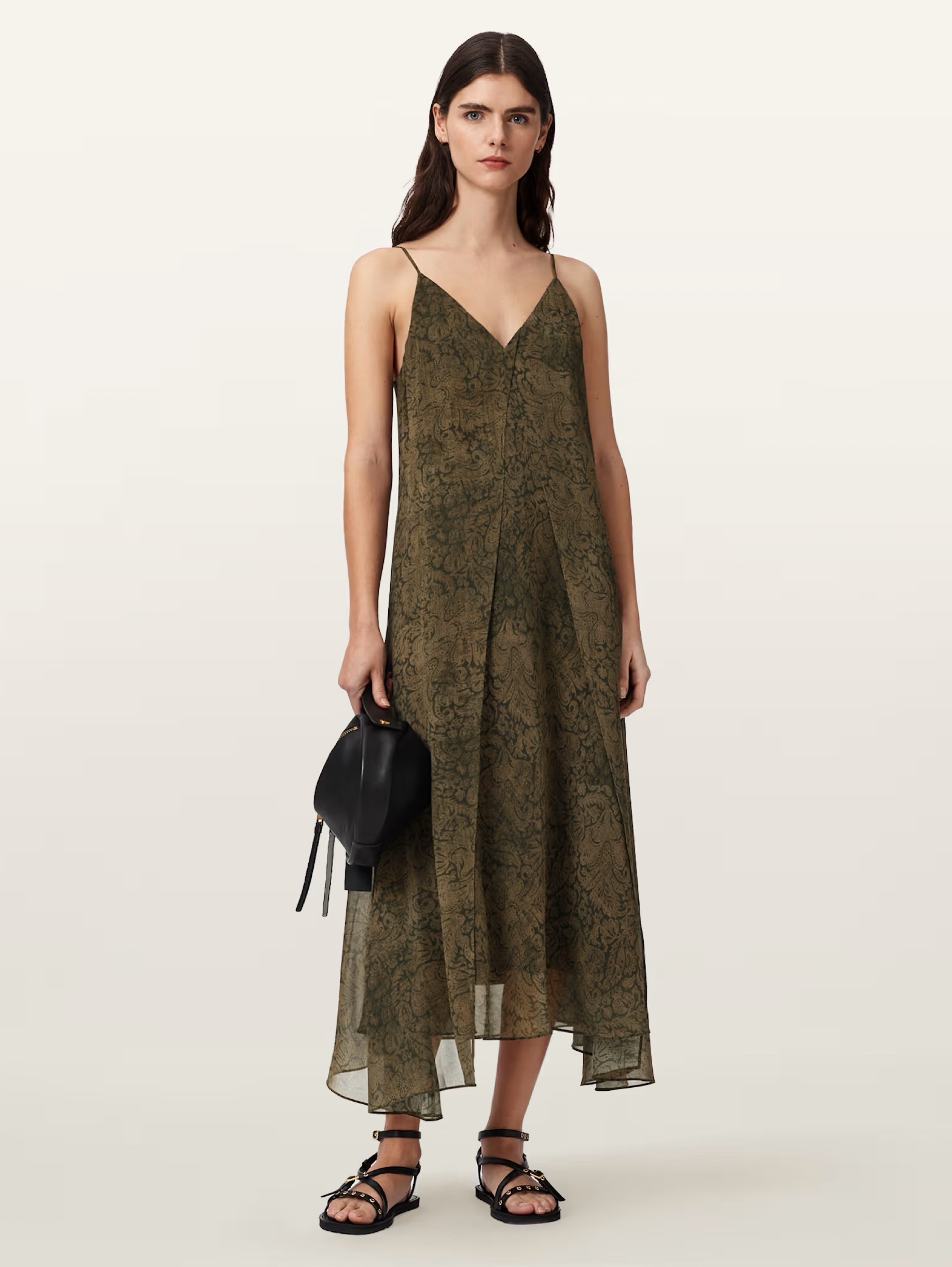 AllSaints Vanda V-Neck Midi Dress