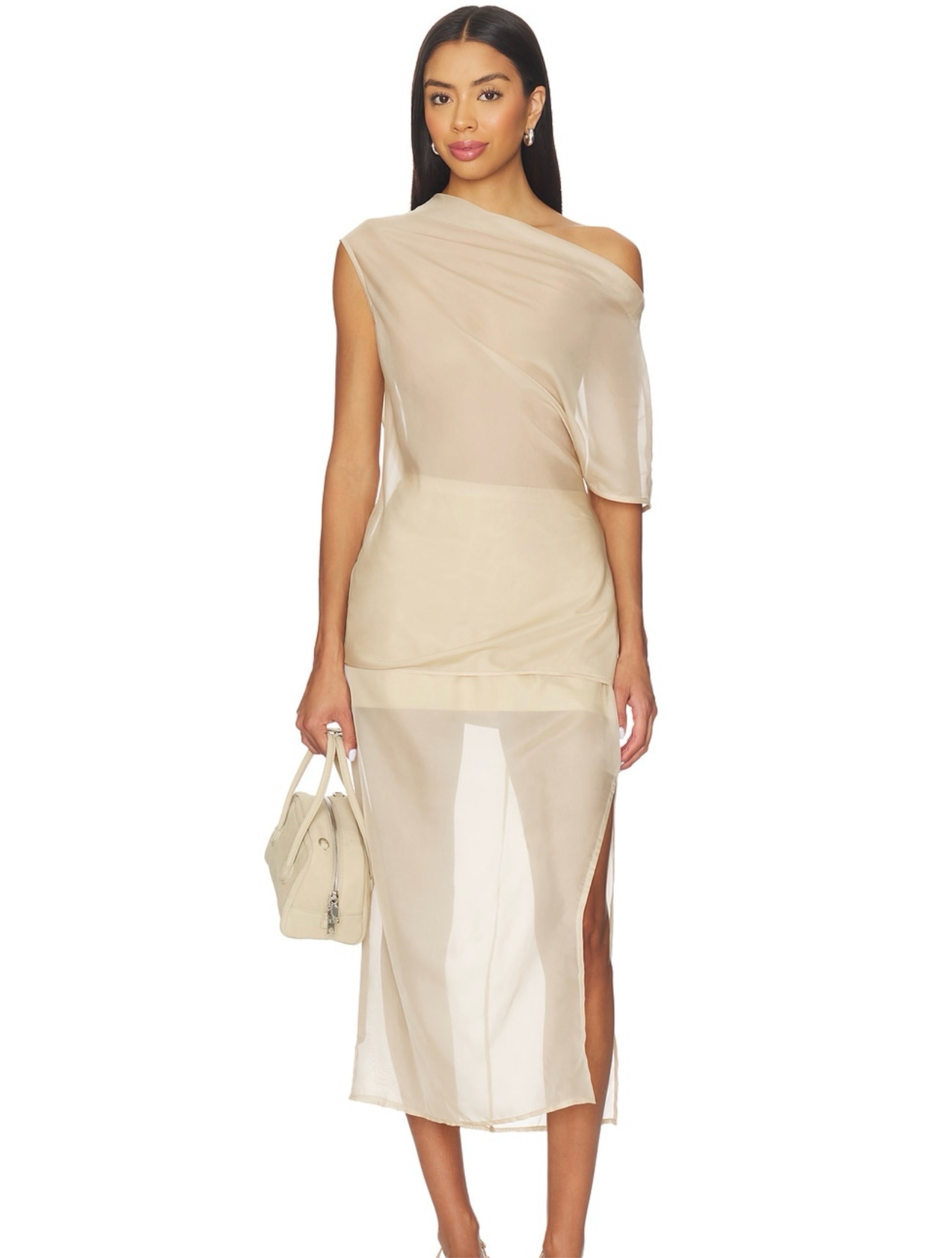 Champagne skirt and off the shoulder top