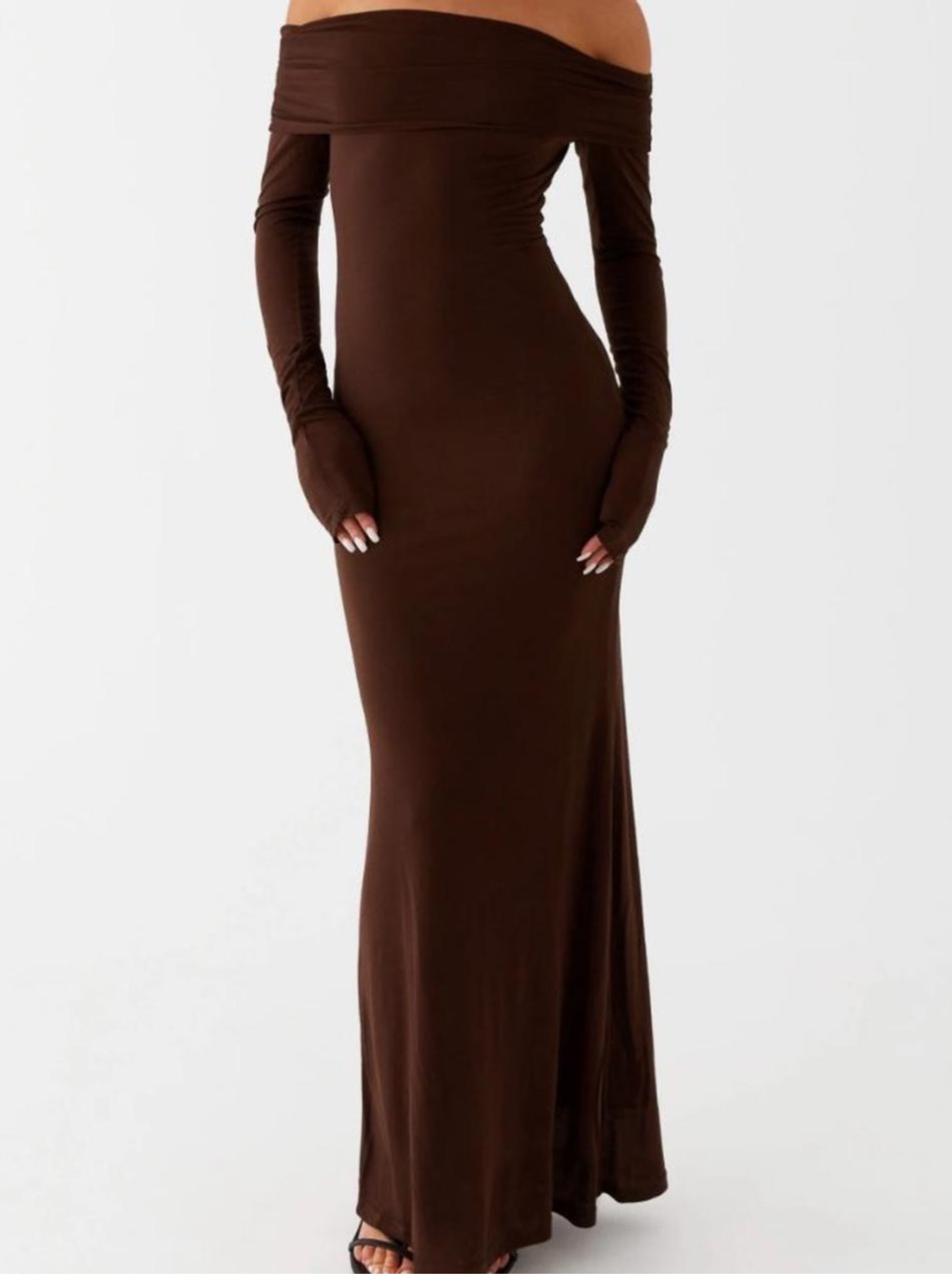 Brown maxi long sleeve dress