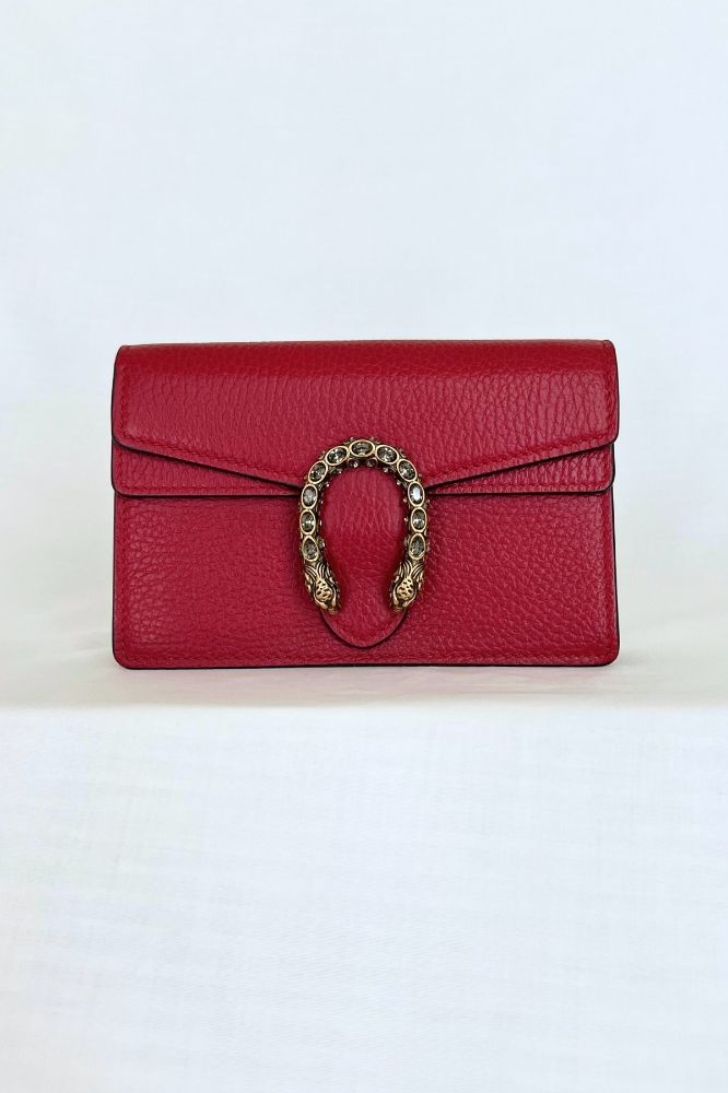 Gucci Dionysus Mini Flap Bag in Red Leather