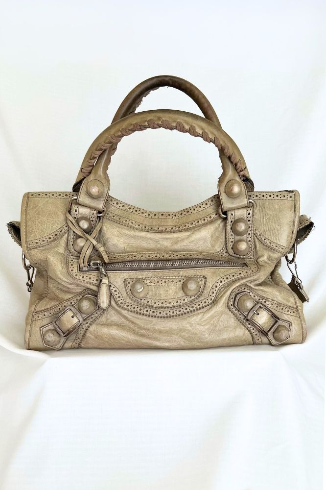 Balenciaga City Bag in Grey/Beige Leather