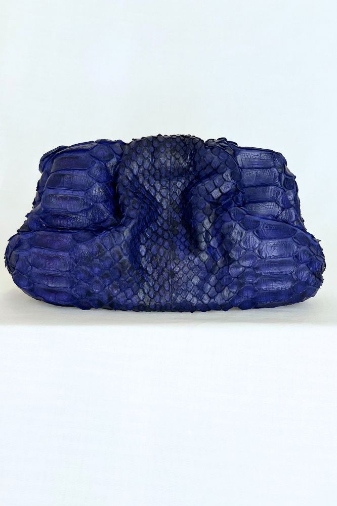 Purple Genuine Python Leather Crossbody Clutch