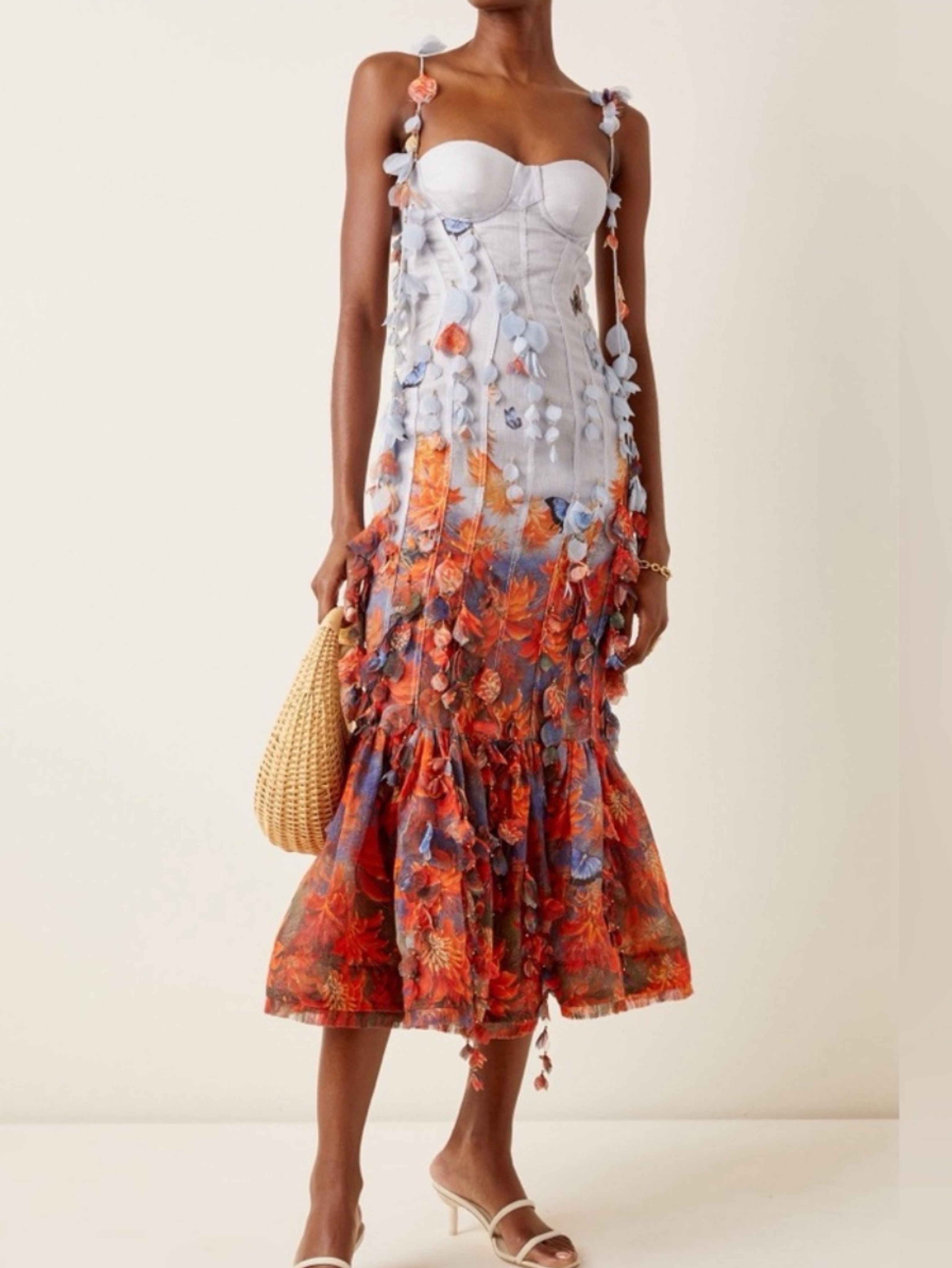 Zimmermann Botanica Petal-Detailed Printed Linen-Silk Midi Dress