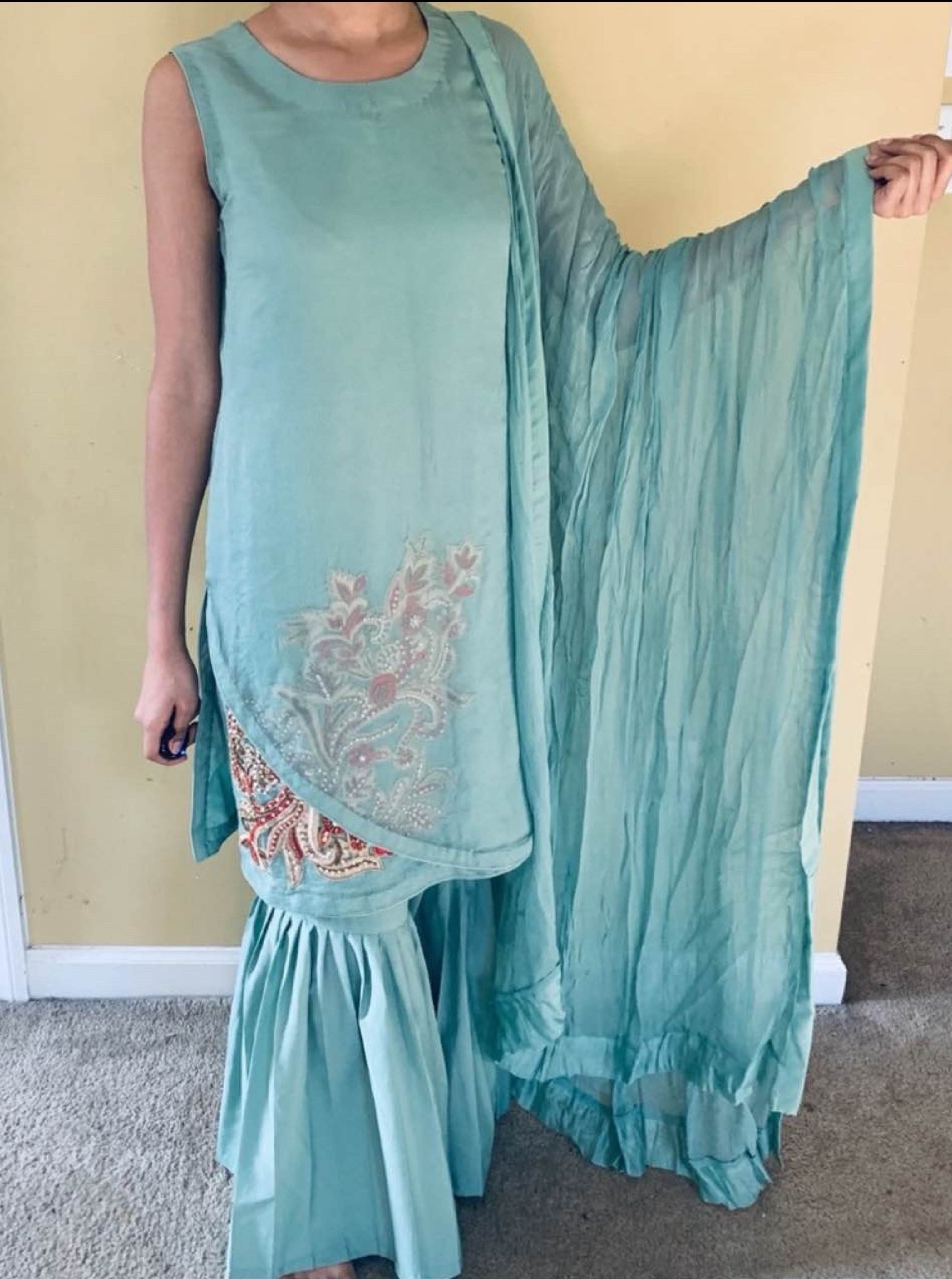 Sage Green Embellished Indian Outfit