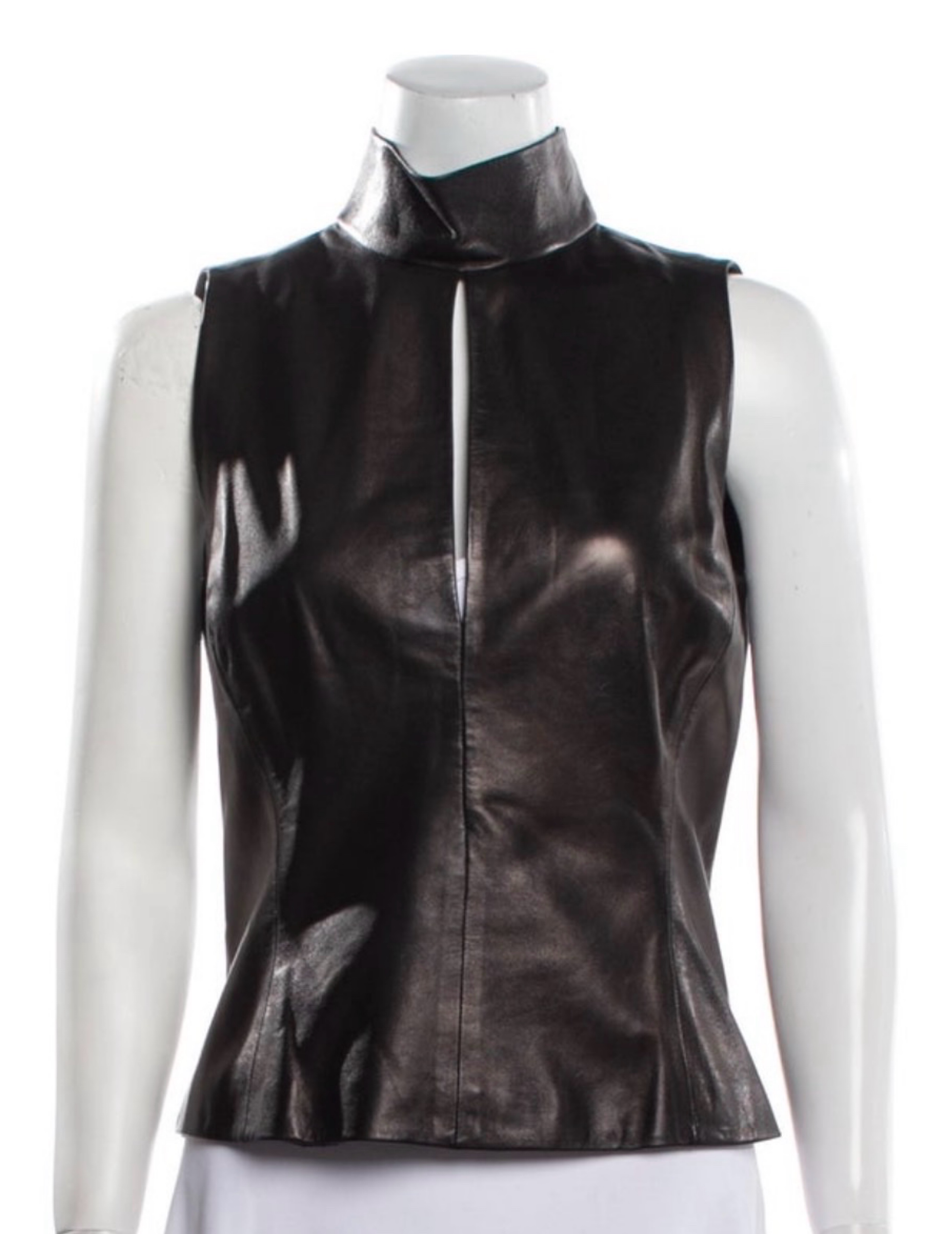 RARE Yves Saint Laurent Rive Gauche Leather Top by Yves saint