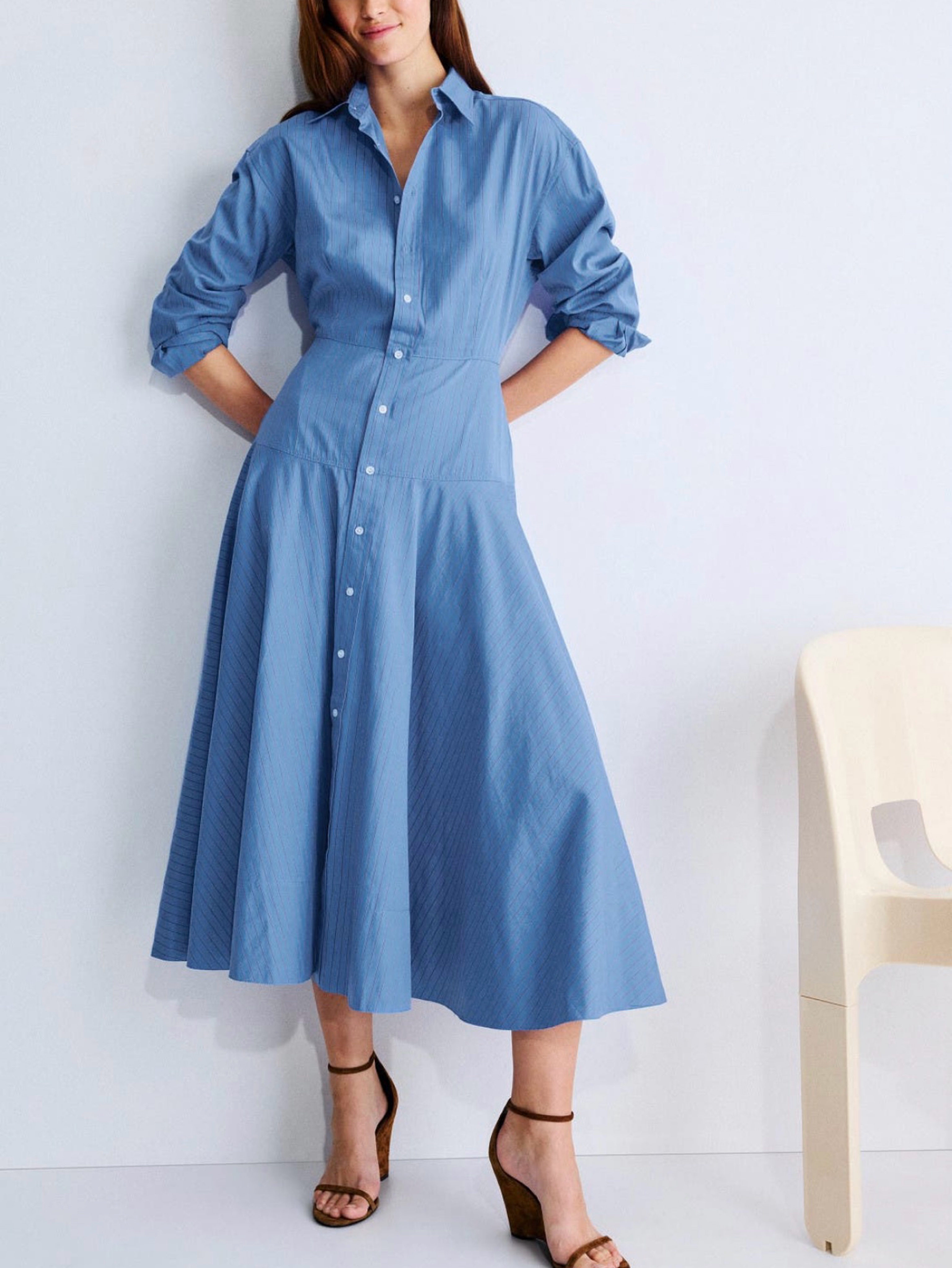 ralph lauren ladies shirt dress Polo Ralph Lauren logo-embroidered Linen Shirtdress | White