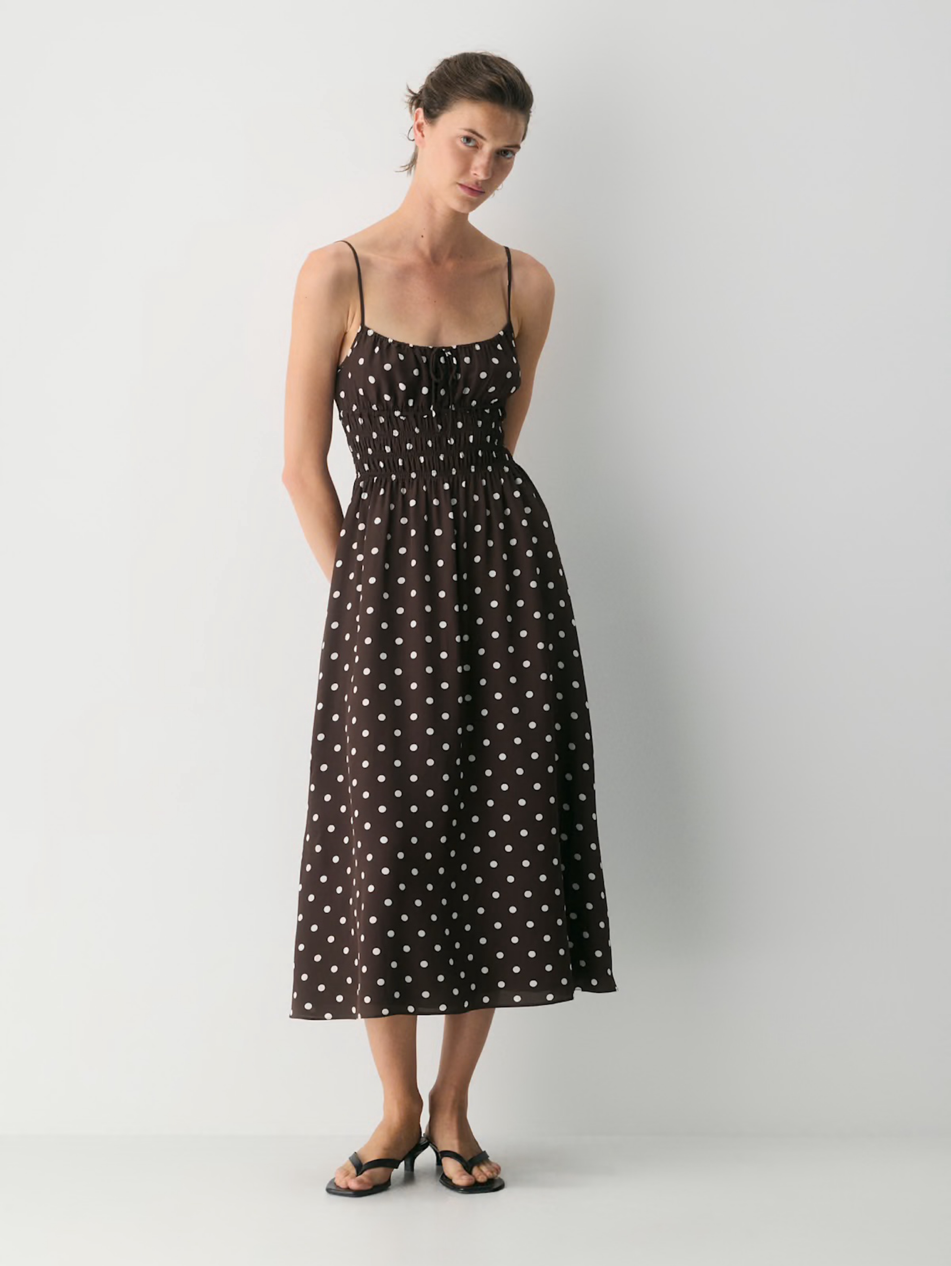 ladies leather dress Rena Brown Faux | Women's Clothing LD_FP_20 length dress is perfect Reformation Petites Irisa Dress Color:Cloud Dancer Solid