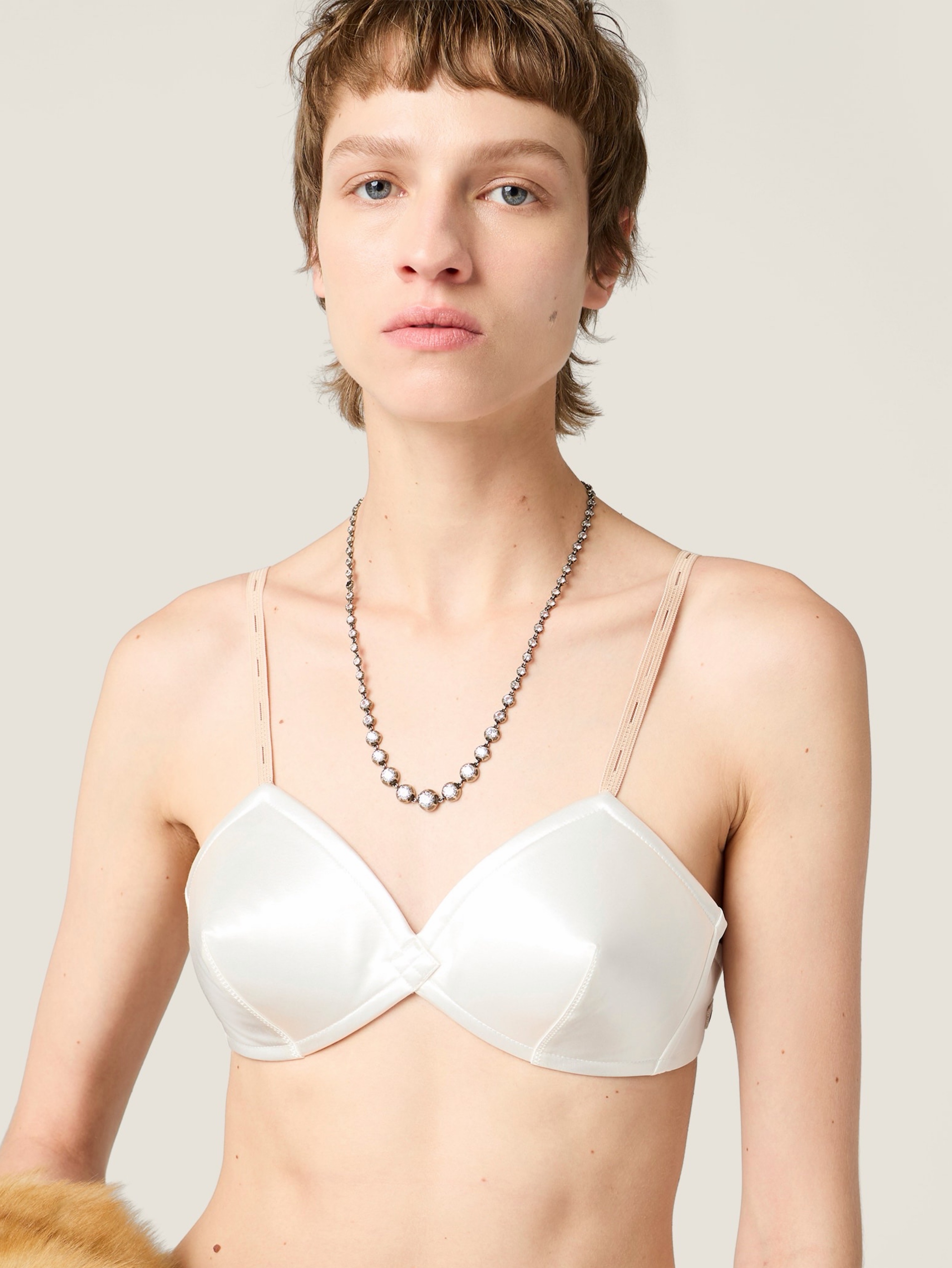 MiuMiu - White Satin Cone Bra by Miu Miu - Pickle