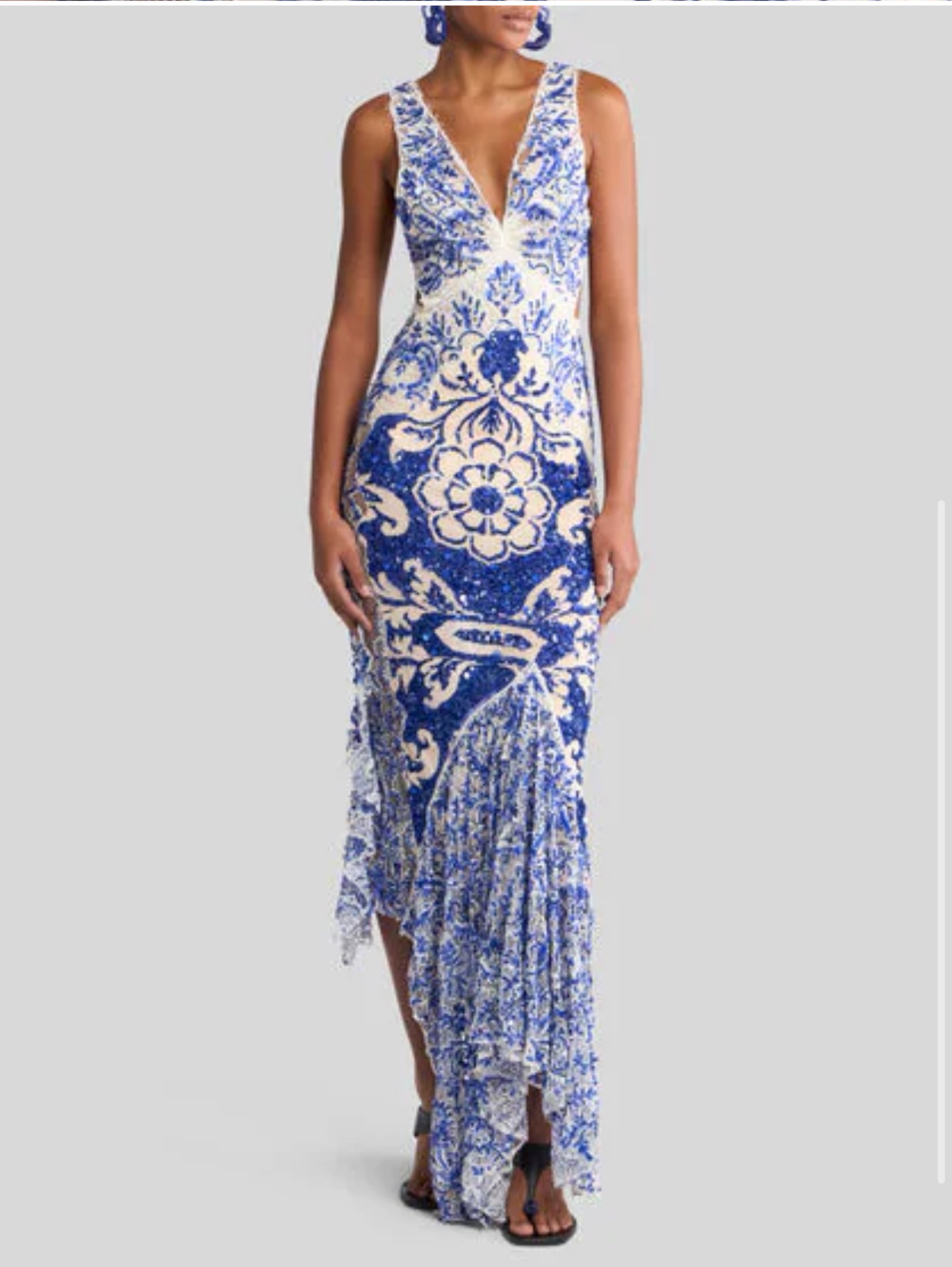 etro blue dress Asymmetric printed jersey maxi dress - blue