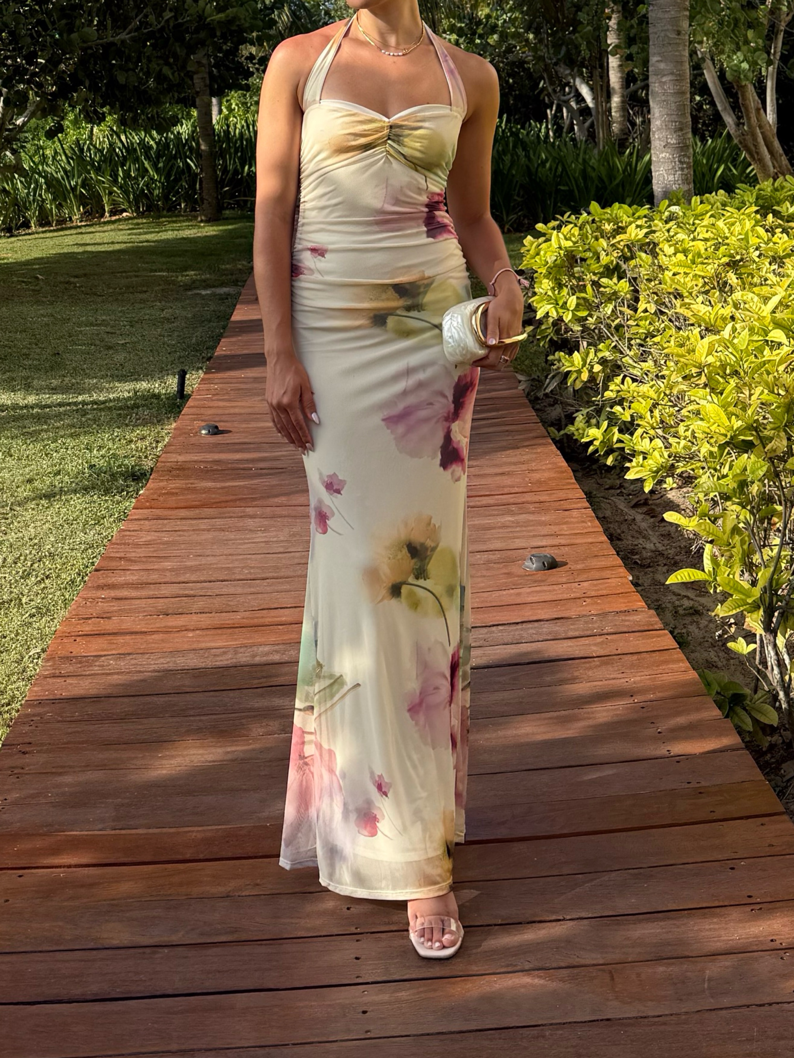 asos floral print maxi dress ASOS Design - High Neck Handkerchief Hem Maxi Dress - Women - Polyester - 8 US