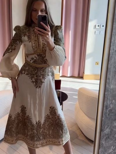 Zimmerman Natura Khaki Paisley Linen Midi Dress by Zimmermann | Pickle