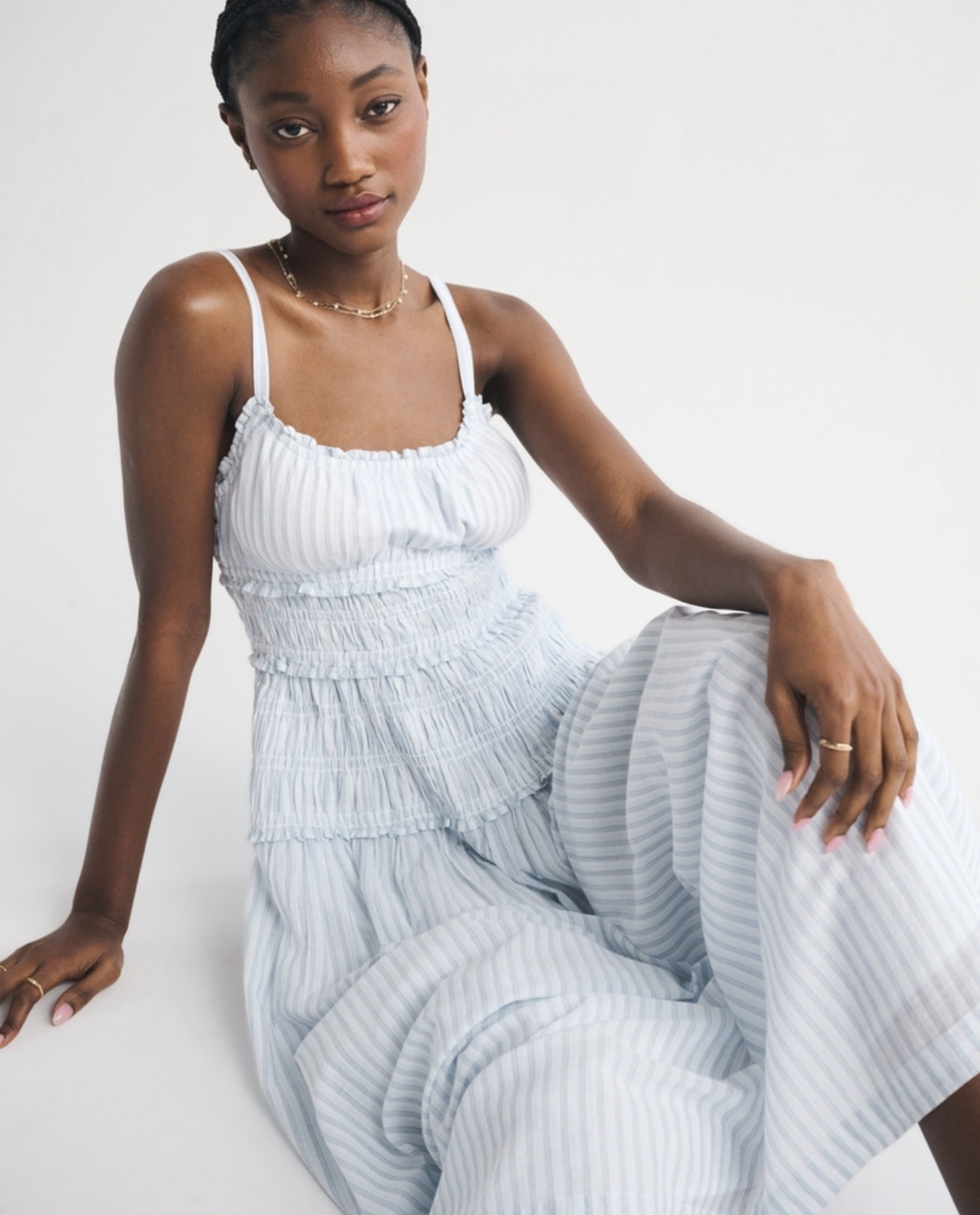 A&F Bra-Free Smocked Drop-Waist Maxi Dress by Abercrombie and Fitch - Pickle