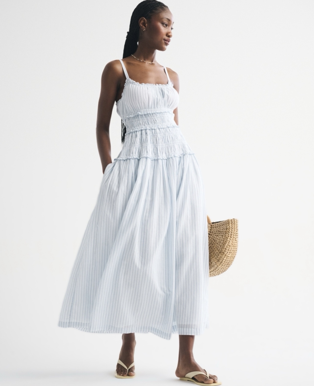A&F Bra-Free Smocked Drop-Waist Maxi Dress by Abercrombie and Fitch - Pickle