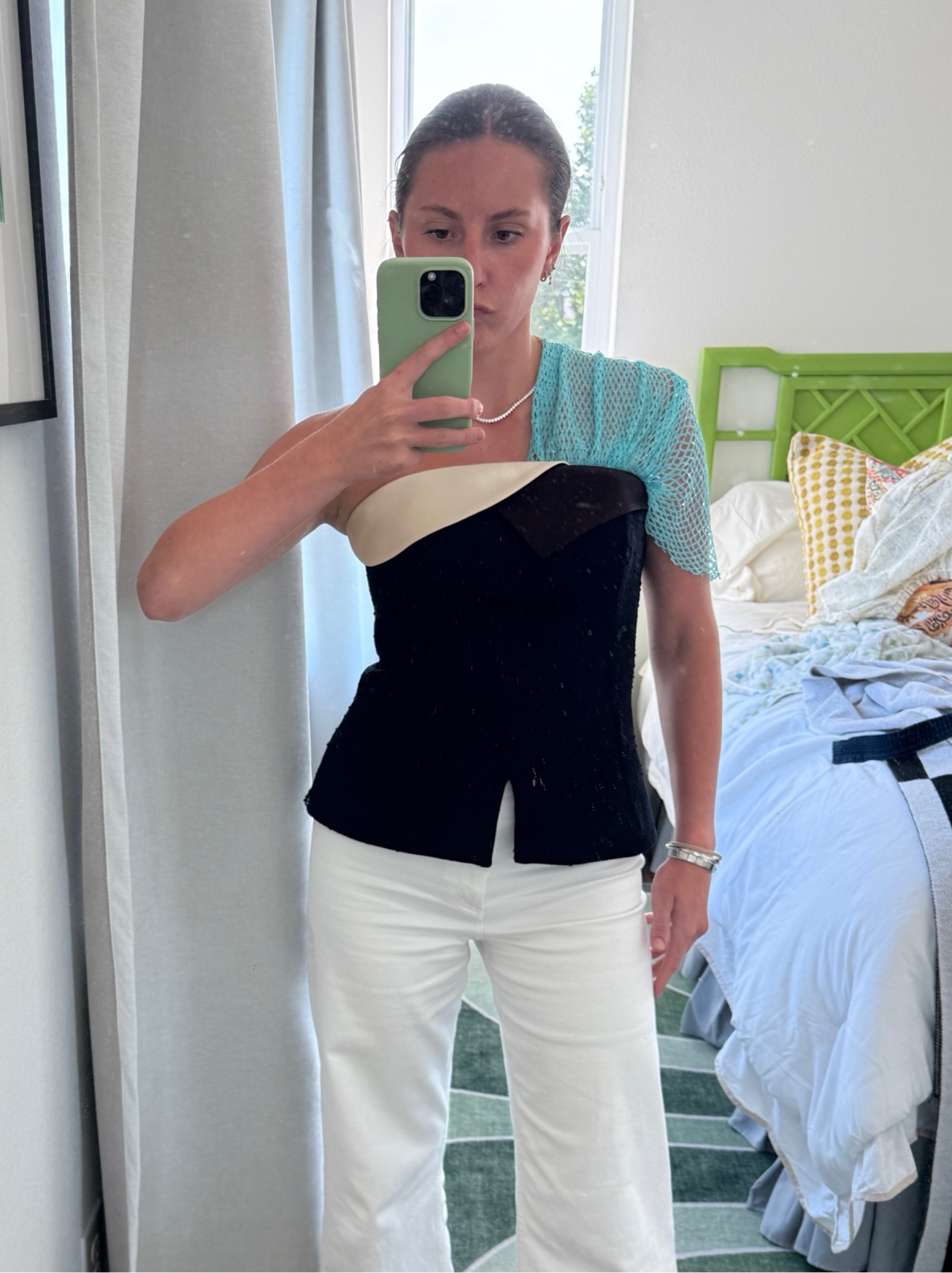 Blue Tory Burch One Shoulder Corset Top, photo 3 of 3