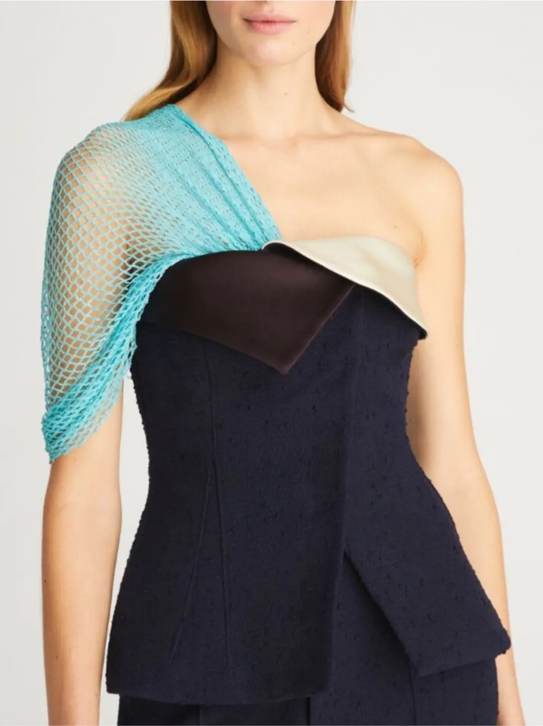 Blue Tory Burch One Shoulder Corset Top, photo 1 of 3