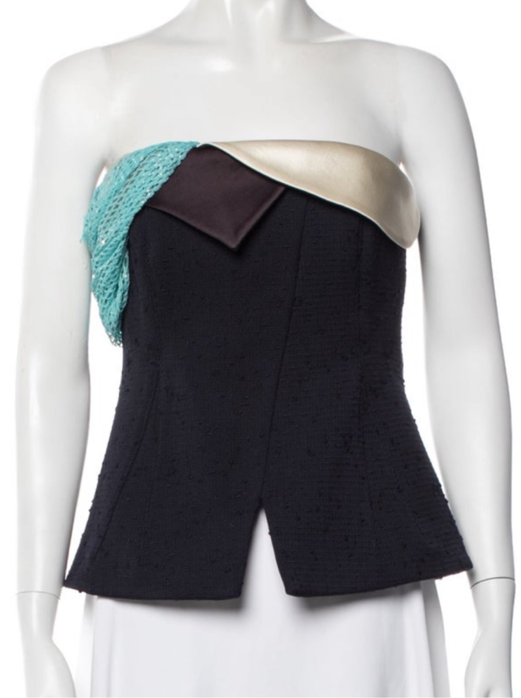 Blue Tory Burch One Shoulder Corset Top, photo 2 of 3