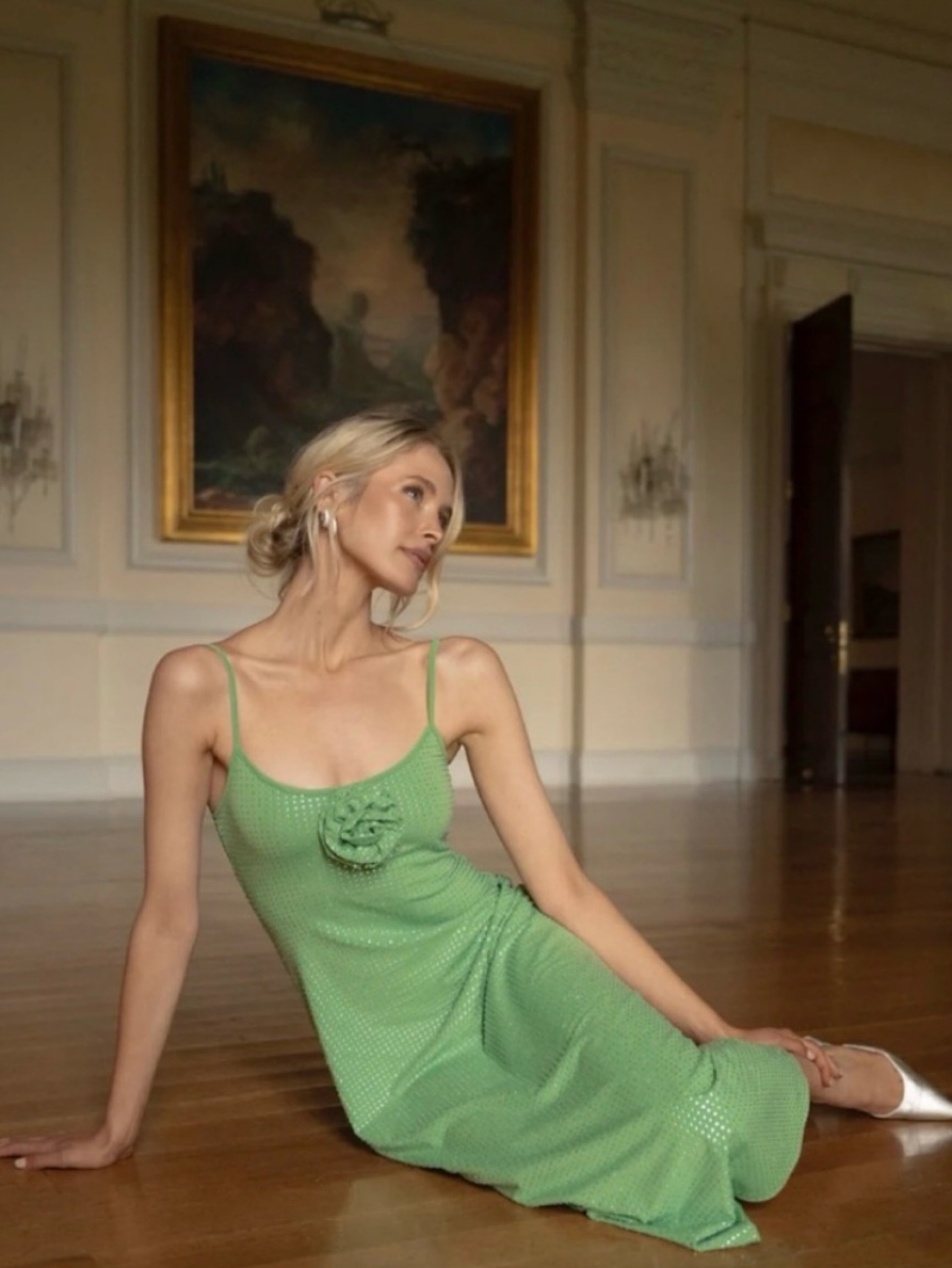 weworewhat green dress WeWoreWhat Crystal Slip Dress in Green by WeWoreWhat