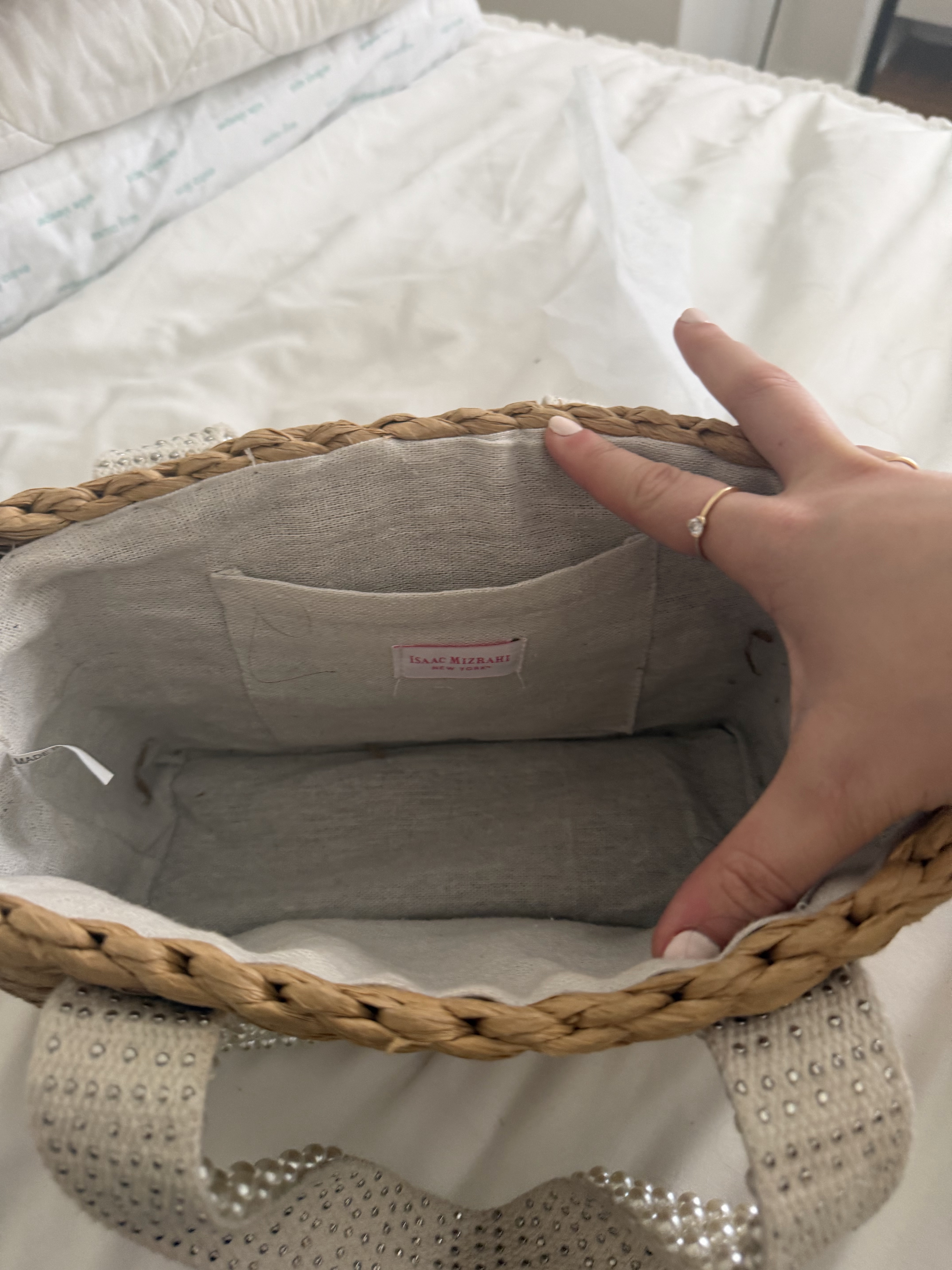 MASU PEARL STRAP BAG ショルダーバッグ Isaac Mizrahi Pearl-Strap Woven Totebag by Isaac Mizrahi - Pickle