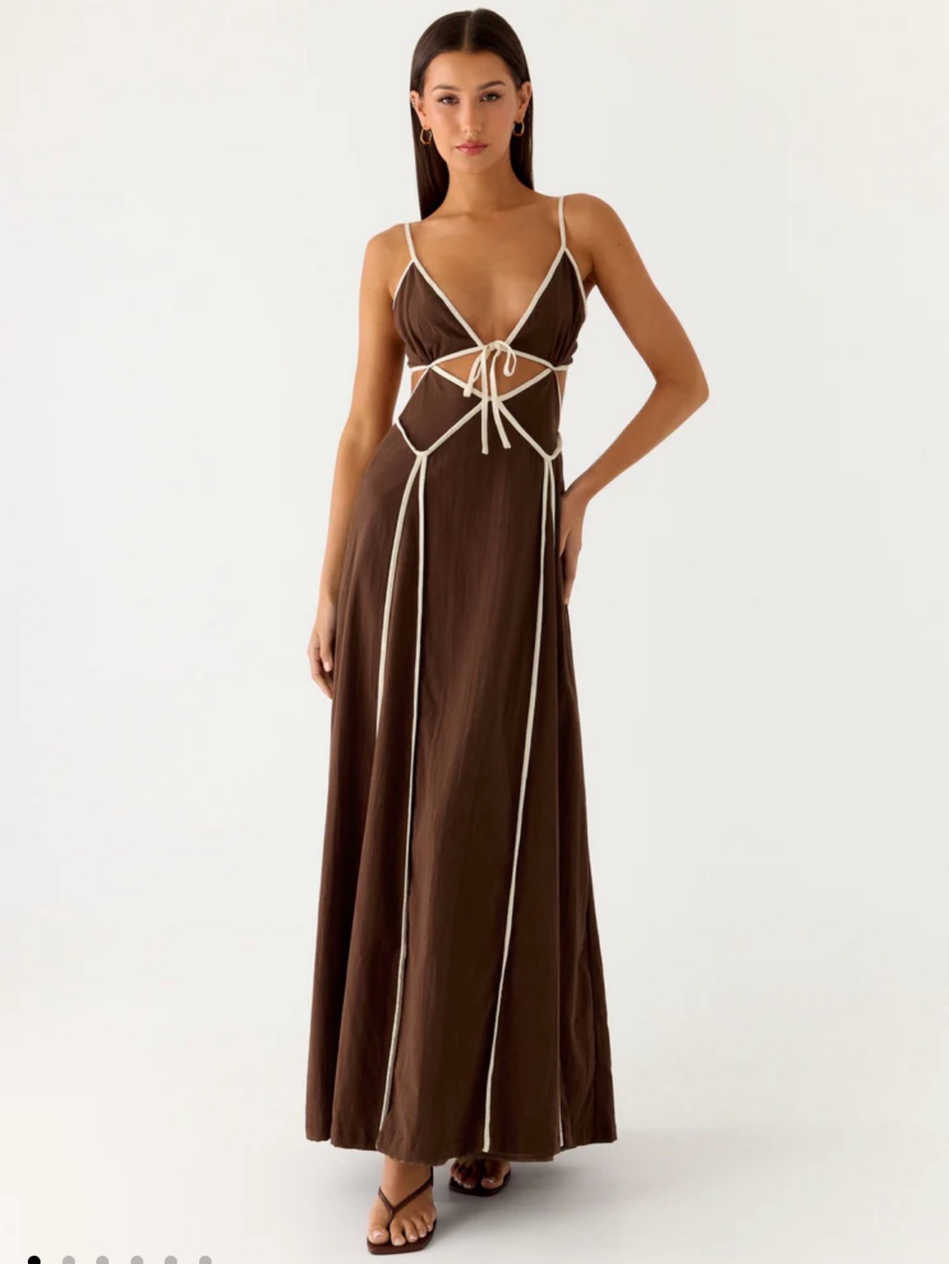 peppermayo brown dress Blake Rose Maxi Dress