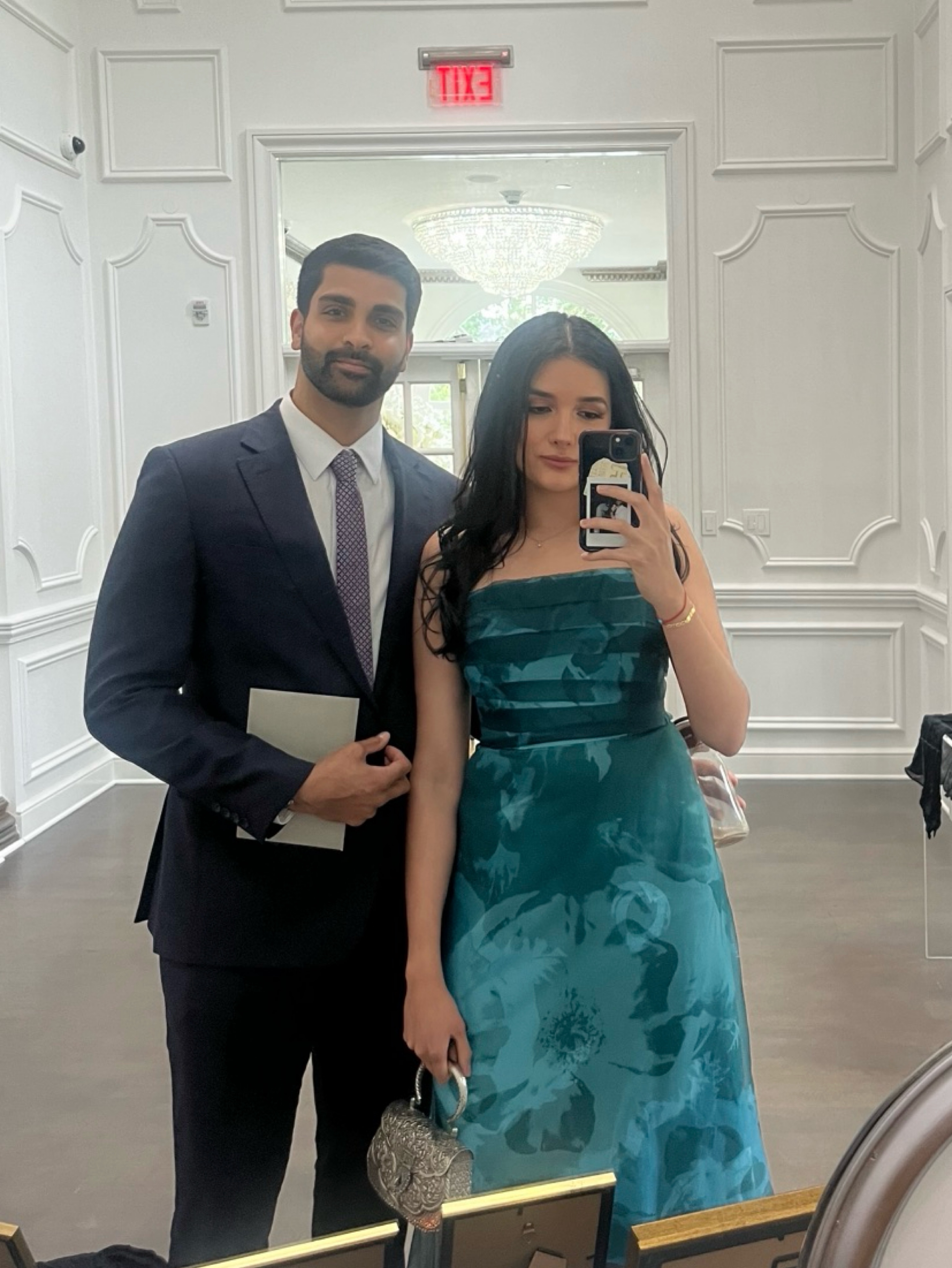 Rene Ruiz Blue Strapless Organza Gown