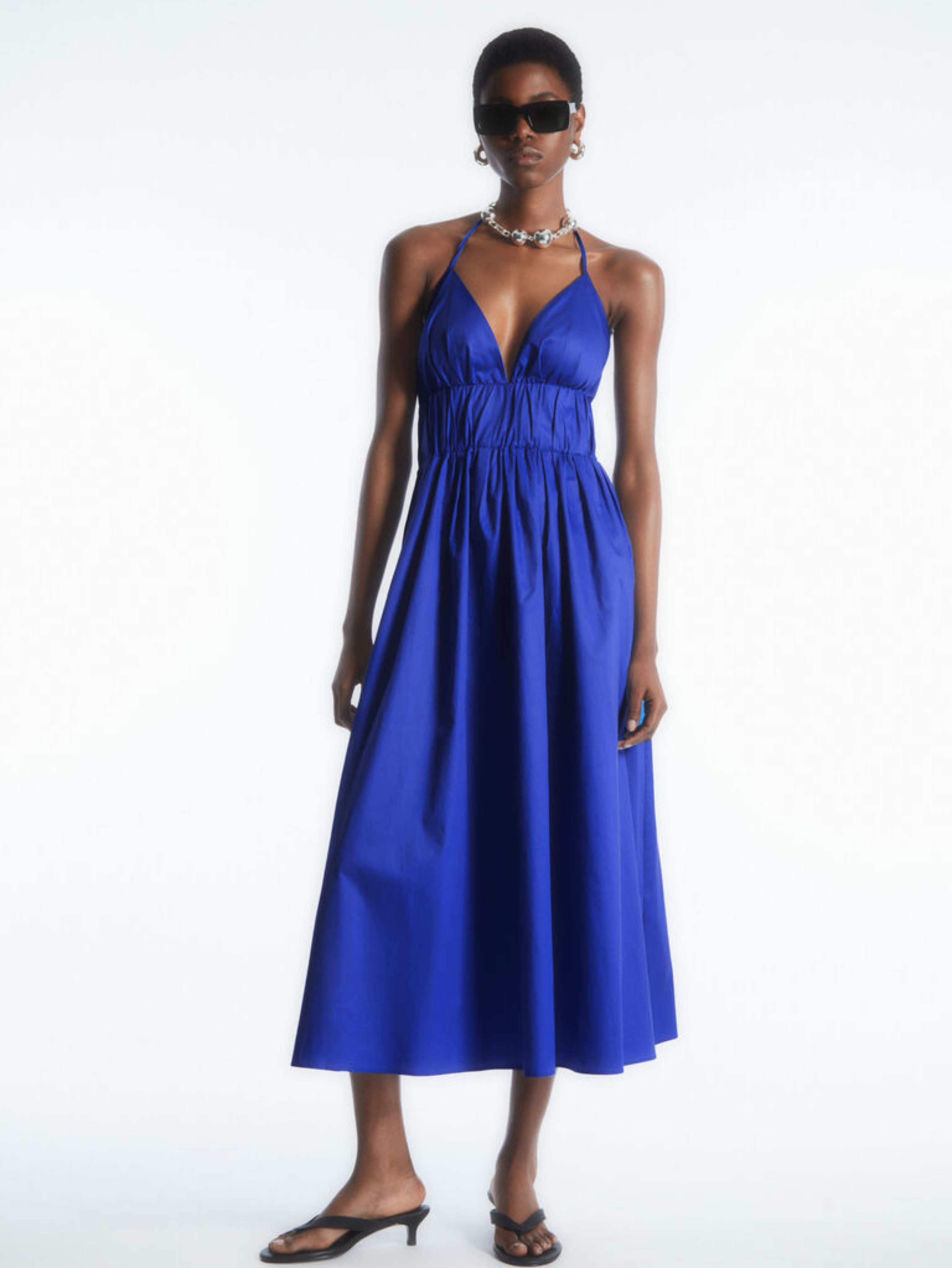 cos cobalt blue dress SCOOP-NECK JERSEY MIDI DRESS - BLUE