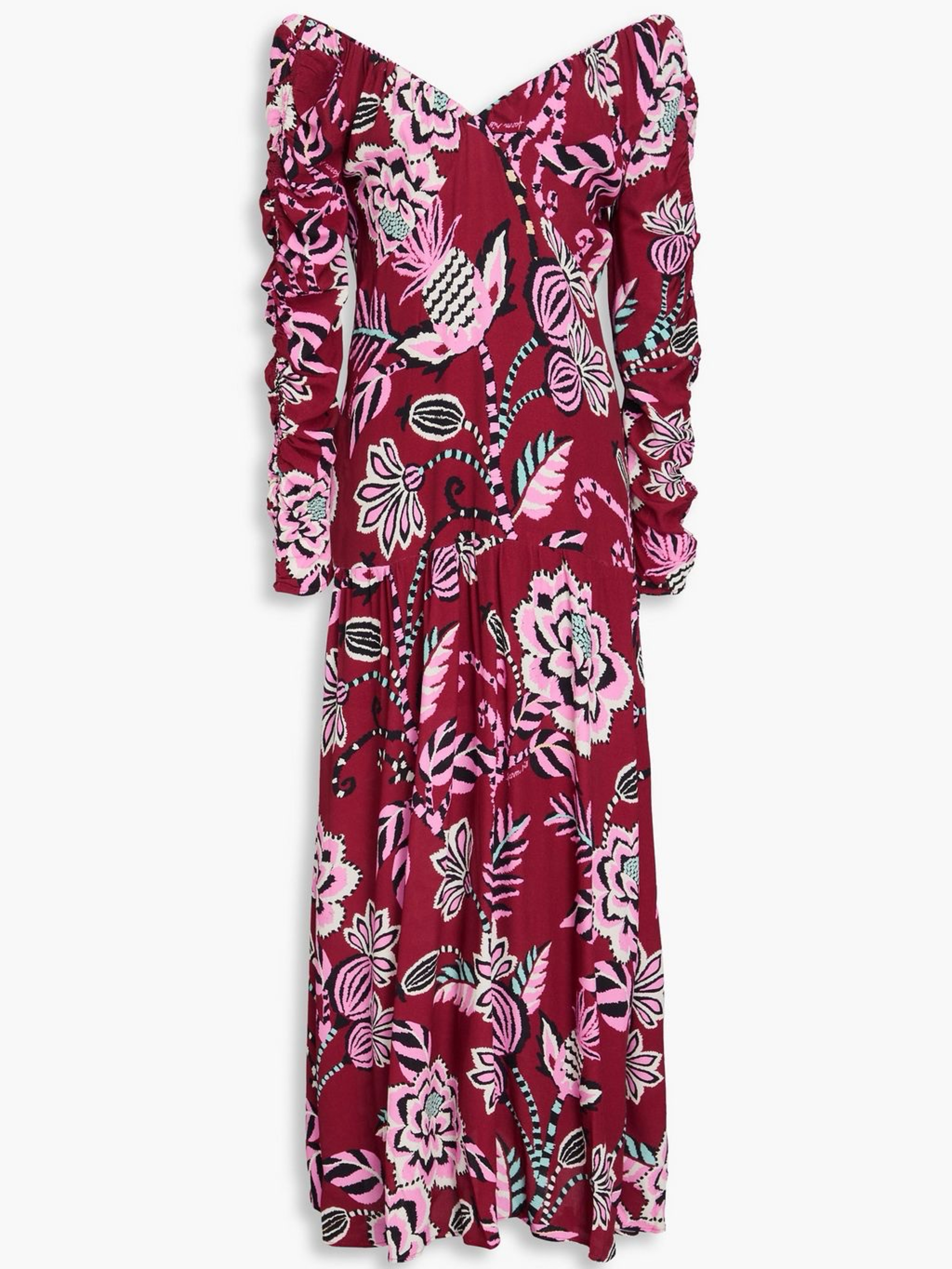 farm rio burgundy dress Farm Rio Glam Tapestry Burgundy Laces Short Sleeve Maxi Dress Narcissus Gainesville