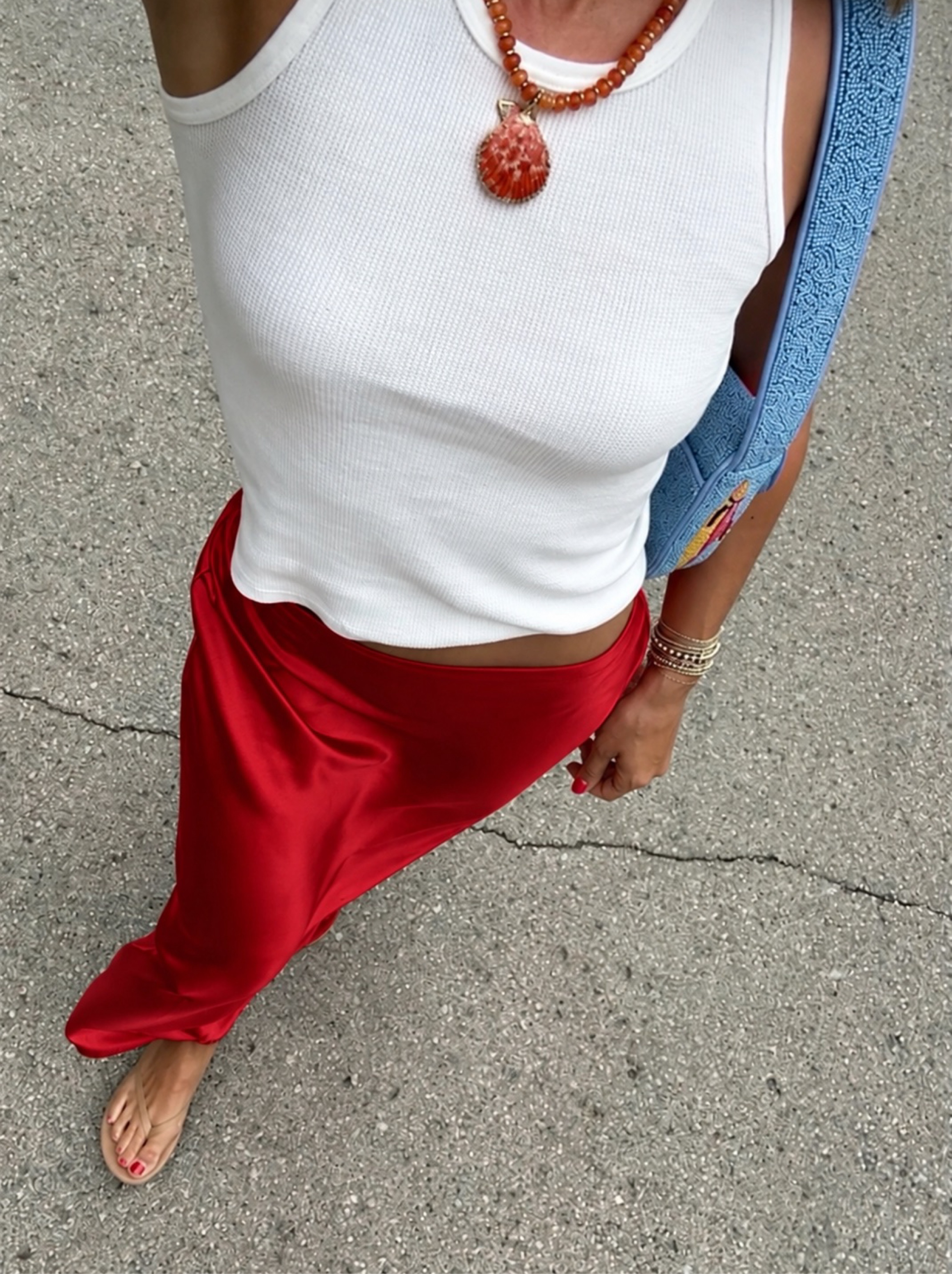 Cherry Red Satin Skirt
