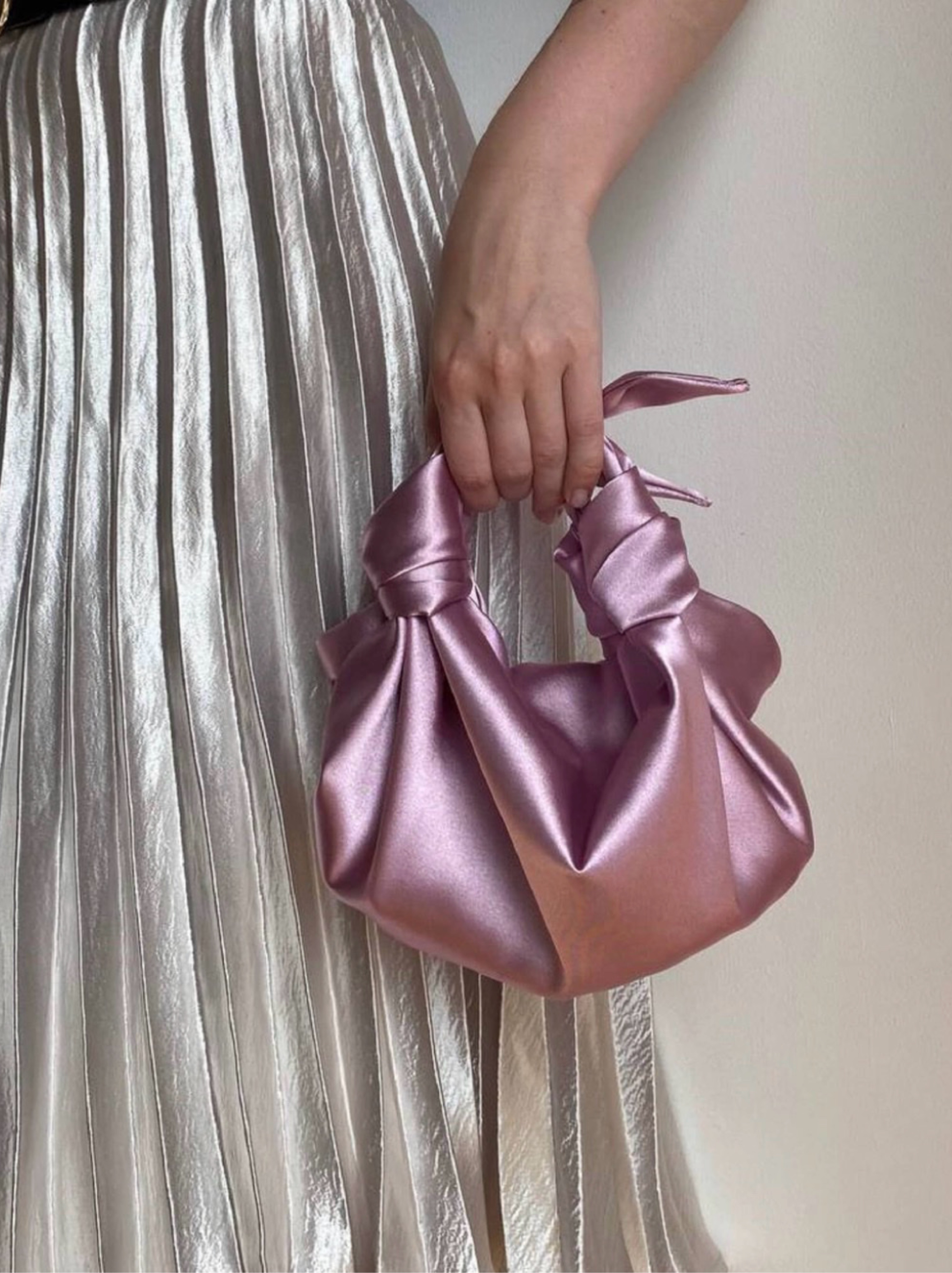 Mauve Satin Hand Bag