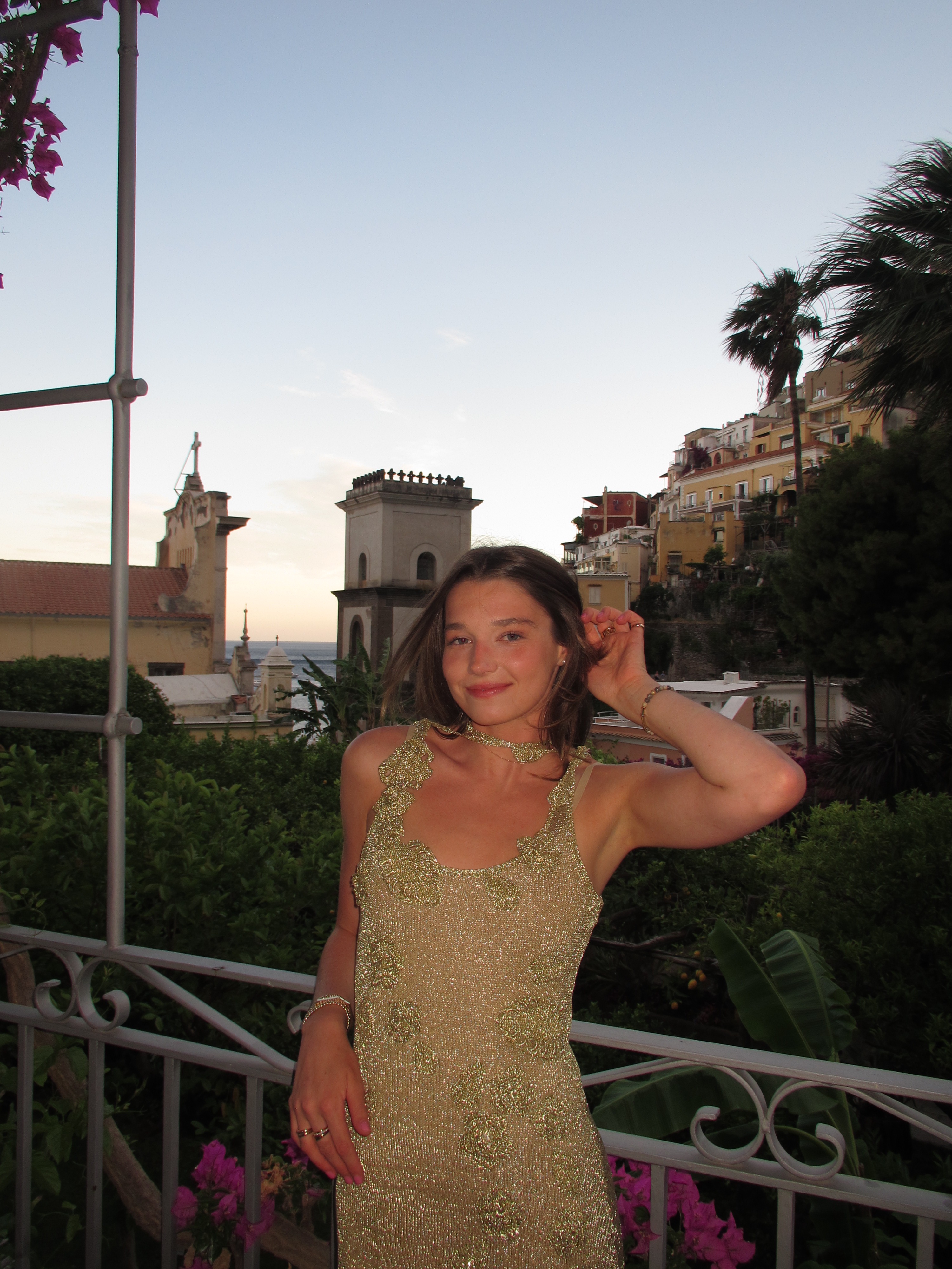 Cult Gaia Gold Embroidered Gown