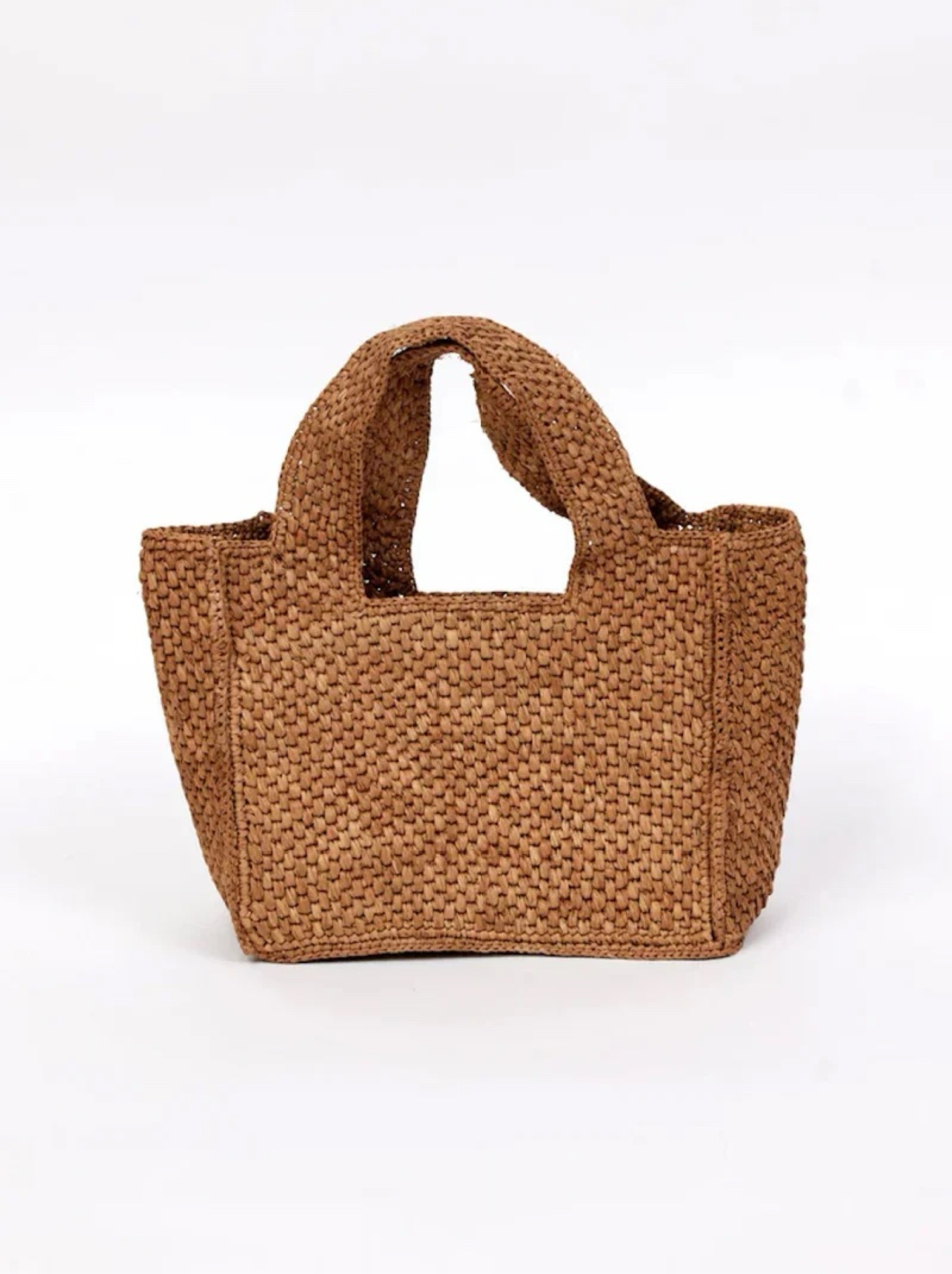 Hat Attack Tan Woven Straw Tote Bag
