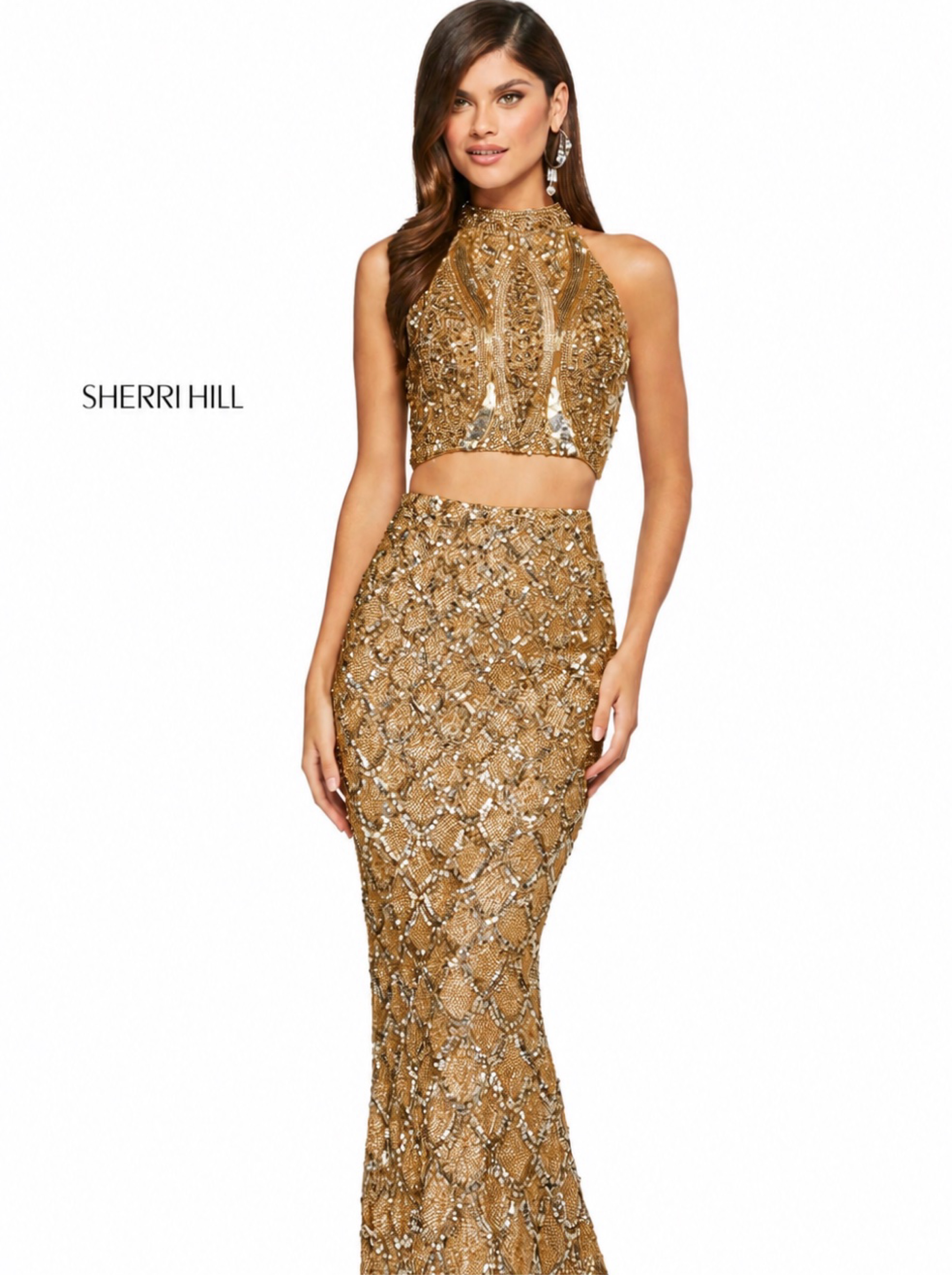 gold two piece formal dress Gold Open Back Two Piece Prom Dress Black Girl Slays
